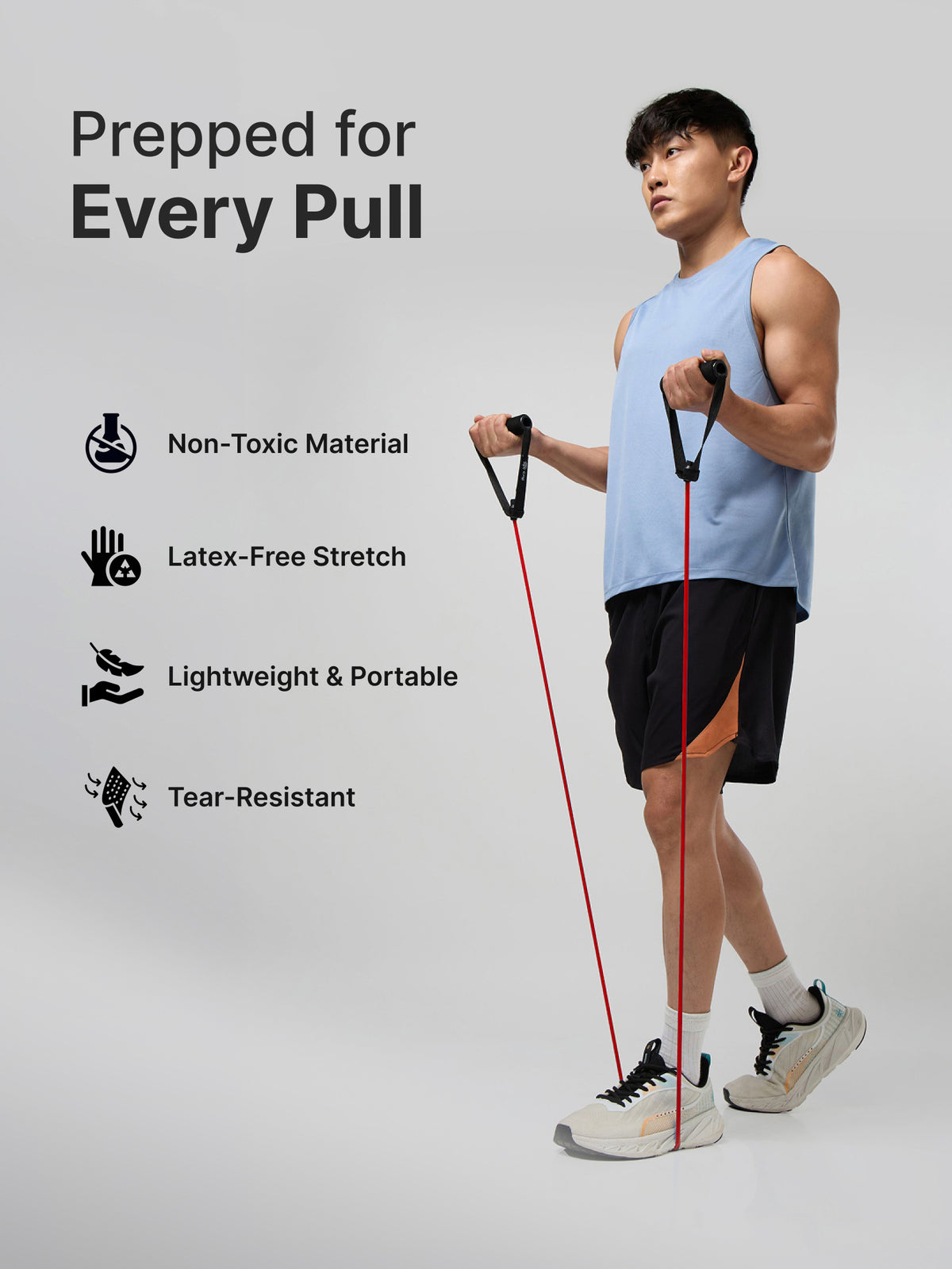 Cult Toning Tube for Exercise & Stretching with Foam Handles, Door Anchor | Resistance Band Suitable for Home & Gym Workout for Men & Women | Light Resistance 8-10 Kgs, Red