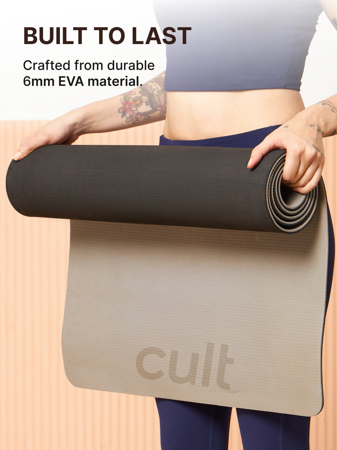 Cult Yoga Support Combo  Grey (EVA 6mm Mat + Pair of Grey Yoga Block + Yoga Belt Black)