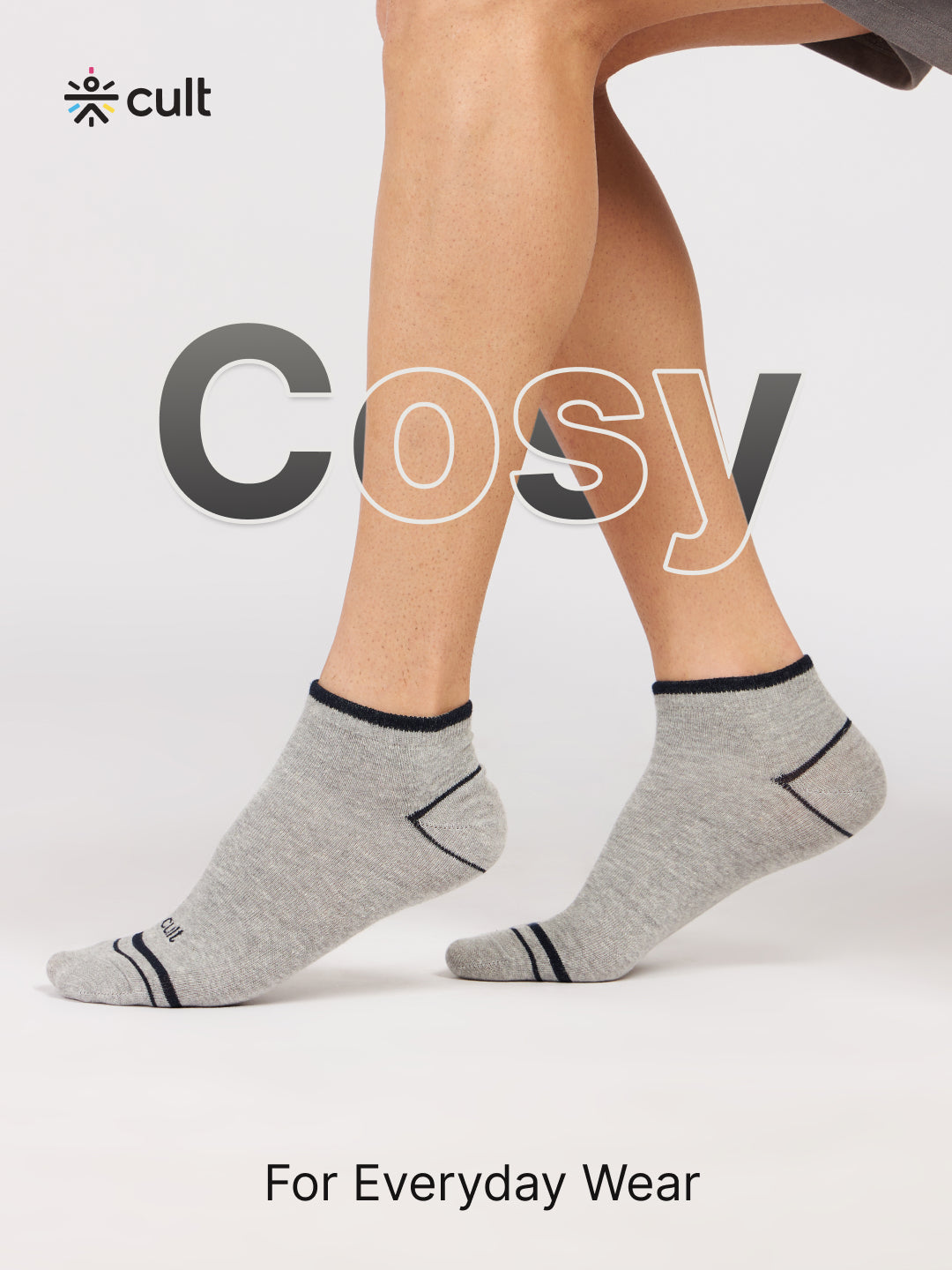 Casual Ankle Length Cotton Pack of 3 Black,White & Grey Socks Men
