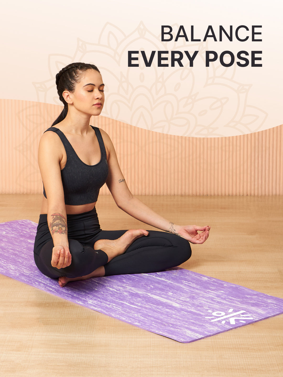 CULT TPE Yoga Mat 6mm with Carry Bag & Strap   Eco-Friendly, Non-Slip, Lightweight & Durable Exercise Mat for Yoga, Pilates, Meditation & Home Workouts   Lavender Marble Print