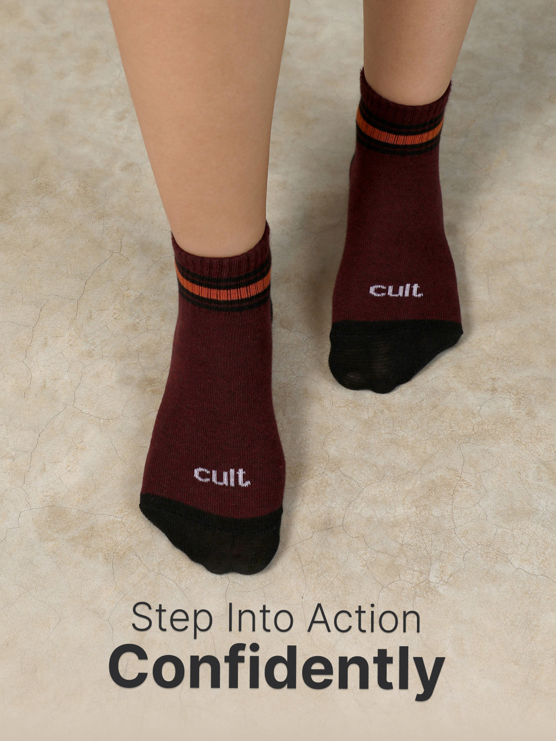Sports Ankle Length Pack of 3 Olive,Teal & Maroon Patterned Women's Socks