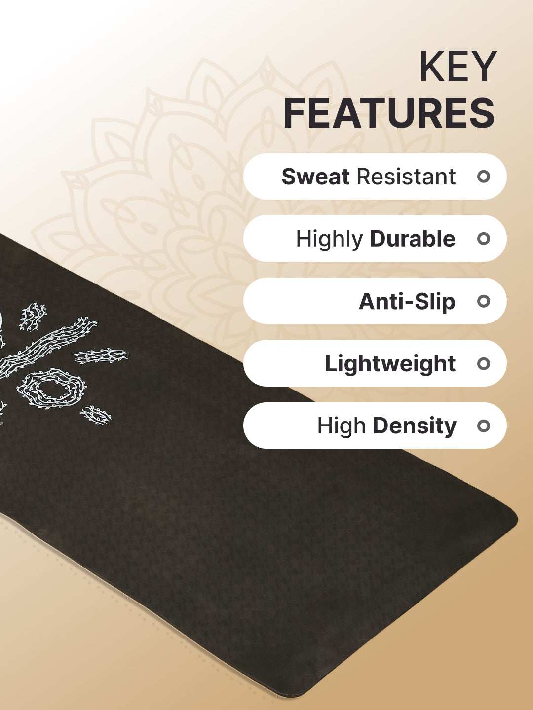 TPE 6mm Yoga Mat Black with Carry bag & Yoga Wheel Grey & Yoga Belt Black