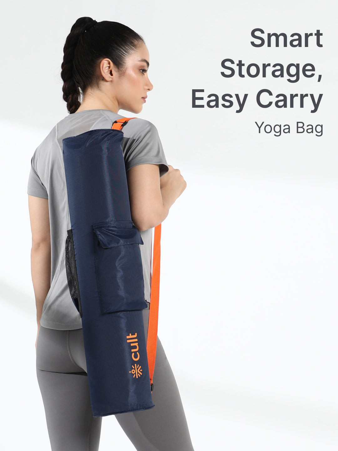 cult Yoga Mat Bag Navy with Adjustable Shoulder Strap Fits Up to 6mm Mat