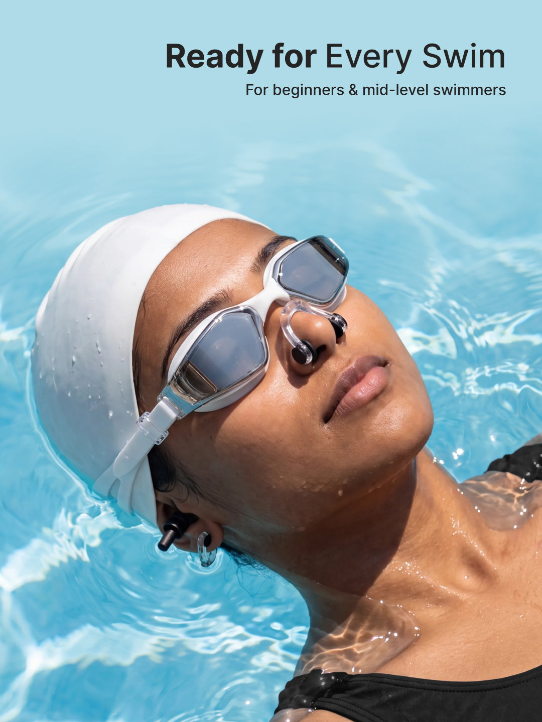 Cult Premium Swimming Kit, Anti-Fog Goggles, Silicone Swim Cap, Nose Clip, Ear Plugs & Premium Carry Box, White