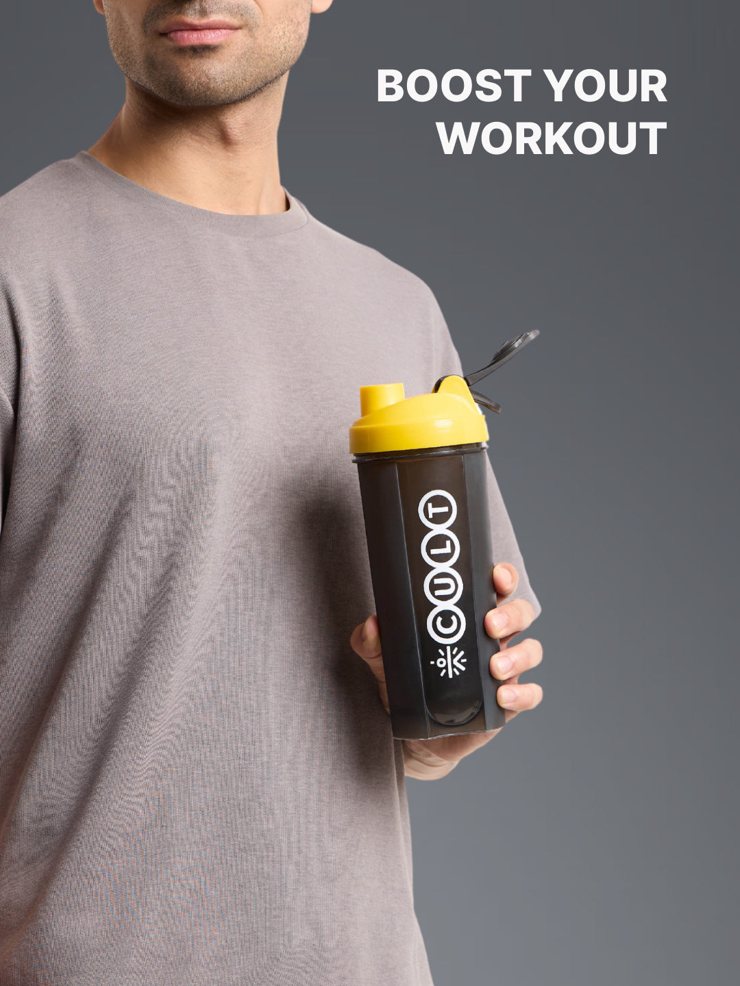 cult Gym Shaker Bottle 700ml Shaker Bottle For Protein Shake Leakproof Protein Shaker Sipper Bottle Ideal For Protein, Pre Workout And Gym Shaker Bottle for Men & Women Black Yellow