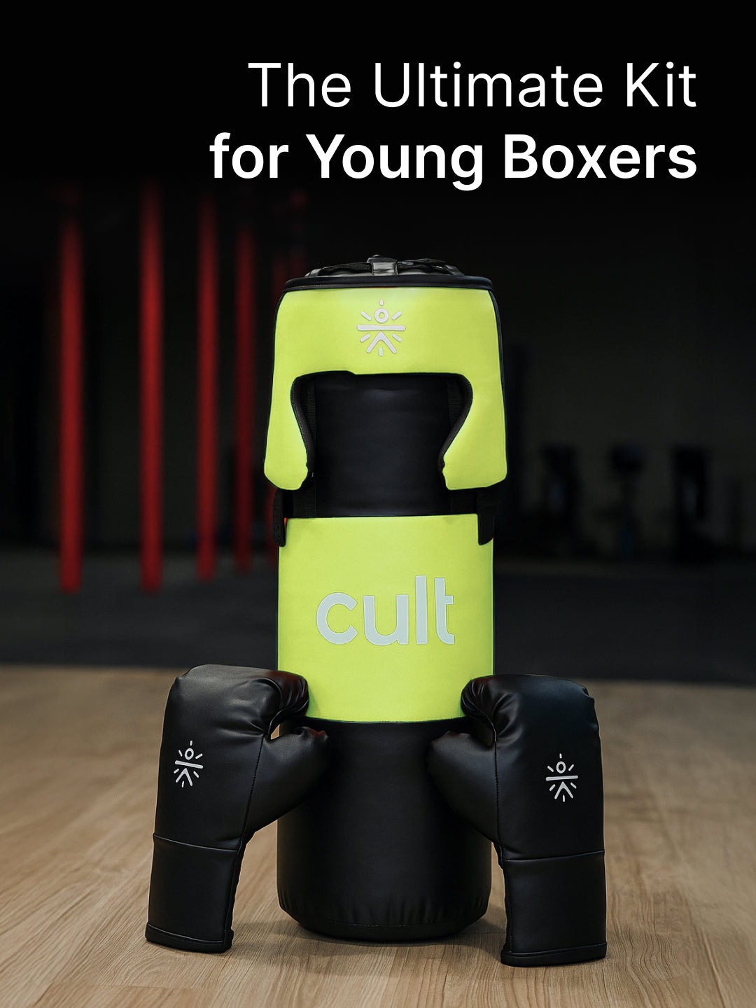 cult Kids Boxing Kit - Punching bag, Boxing Gloves and Head gear Green