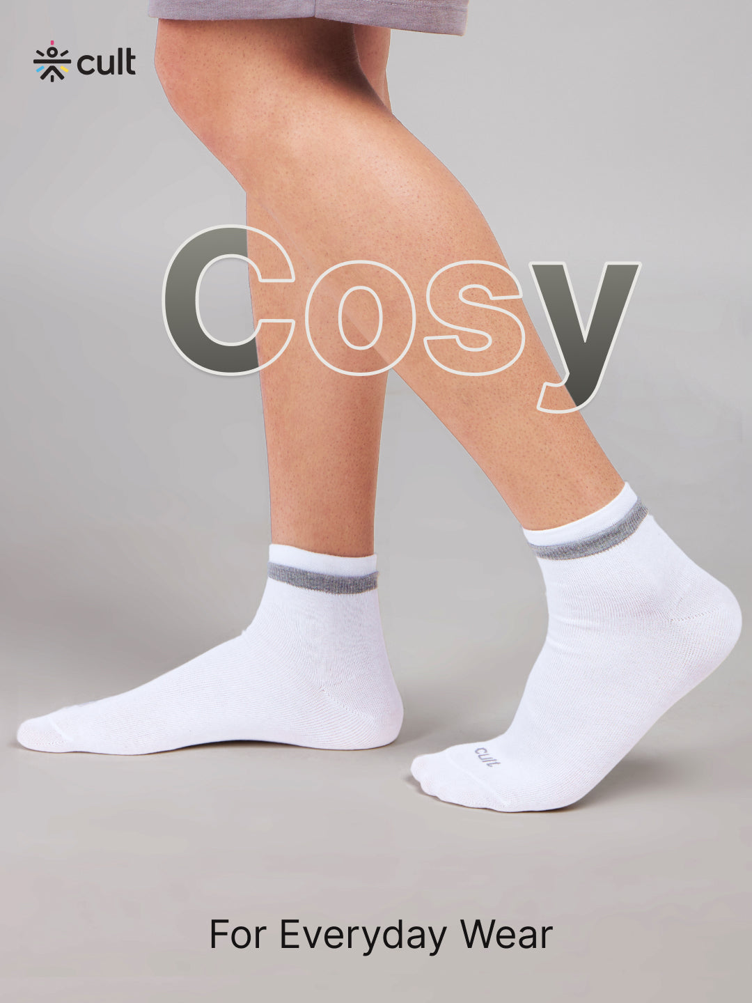 Casual Ankle Length Pack of 3 White Men's Cotton Socks