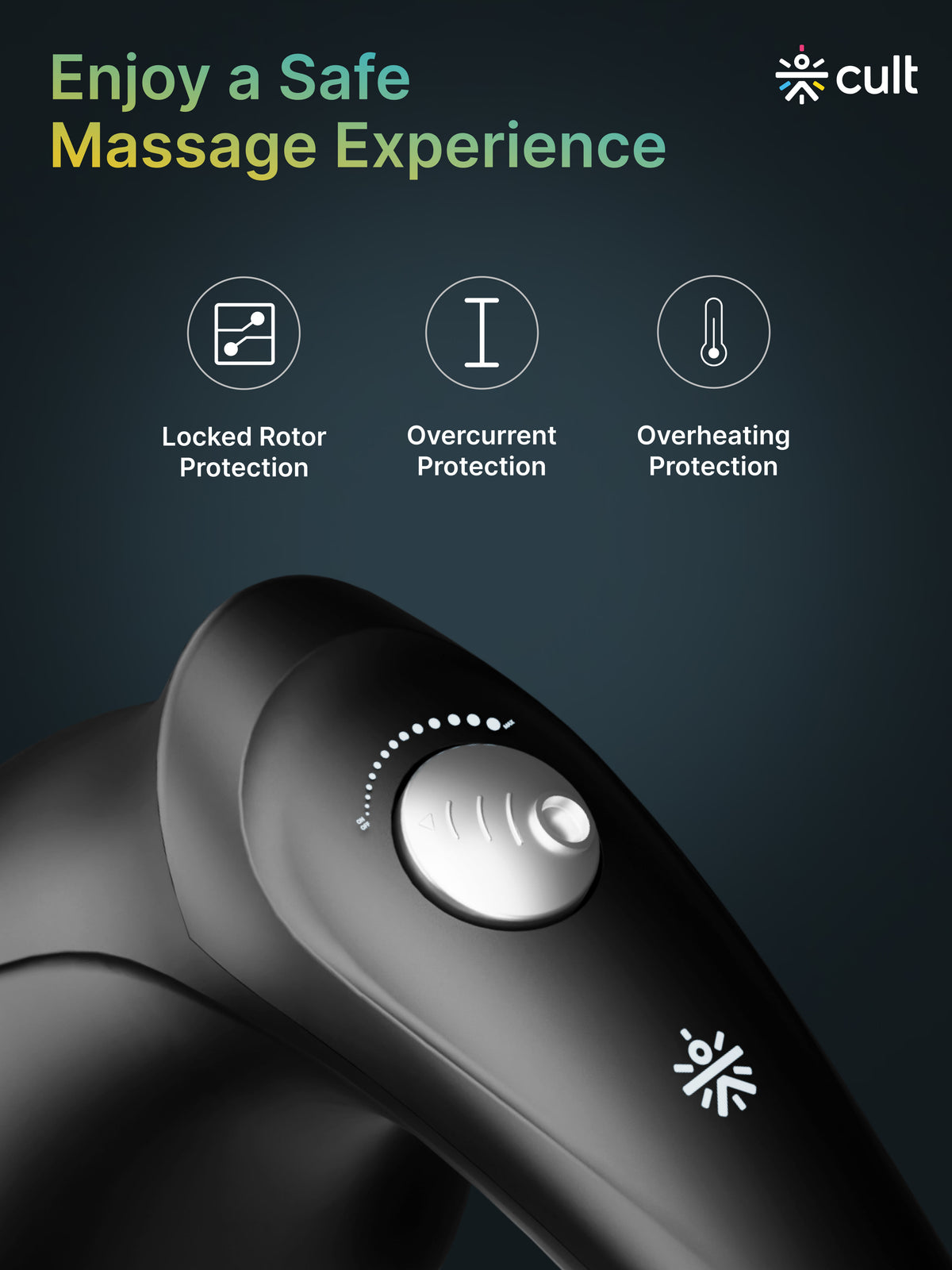 Cult Deep Sense Corded Electric Hammer Full Body Massager with 4 Interchangeable Heads +1 Protective Mesh Cover and Adjustable Speed Settings for Pain Relief and Relaxation.