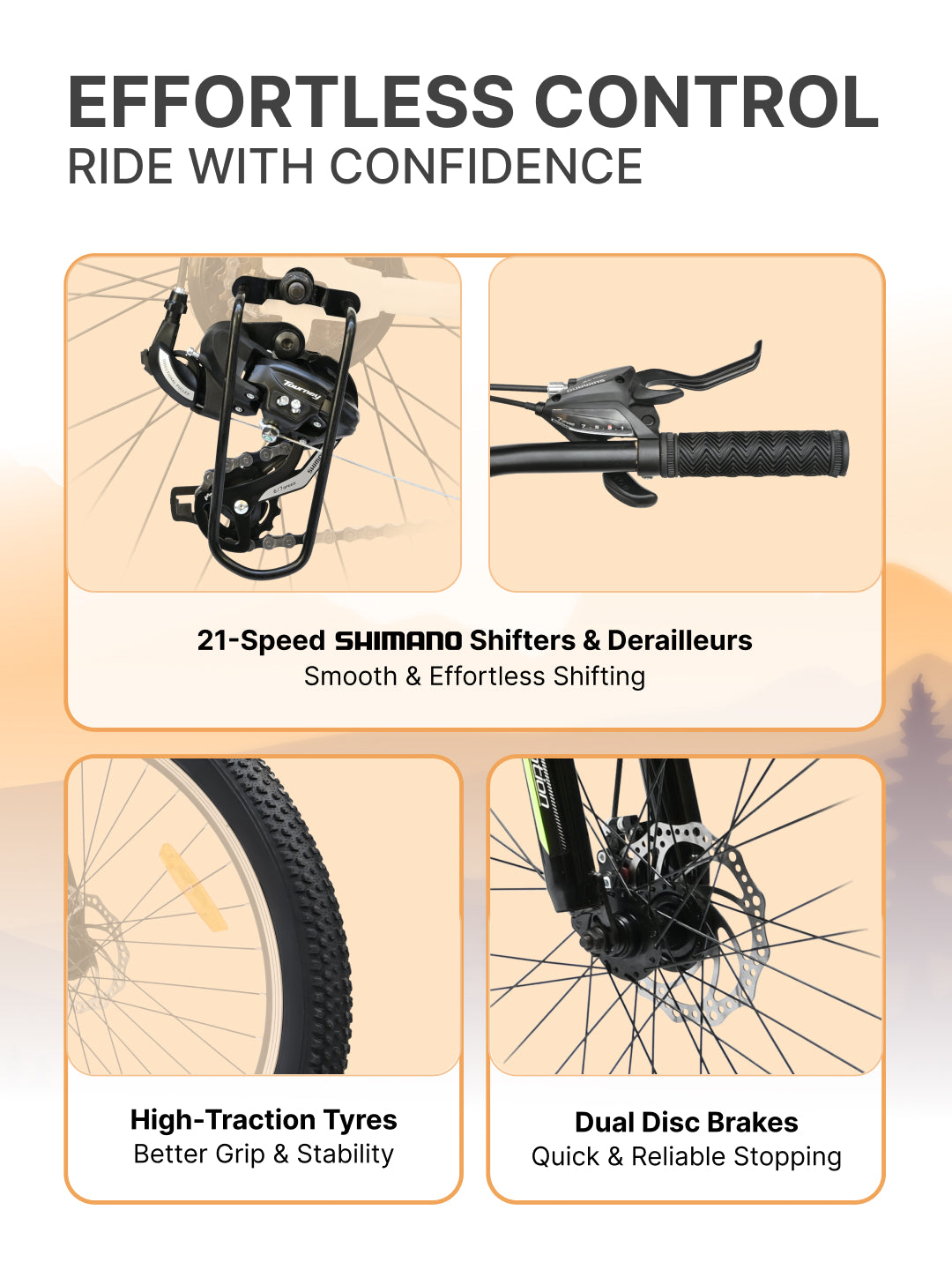 Bolt Ultra Mountain Bike Steel 21 Speed Cycle 27.5 inch Tyre, Green With Front Suspension, Double Wall Rim and Dual Disc Brakes, Ideal For 5.2 ft to 6 ft