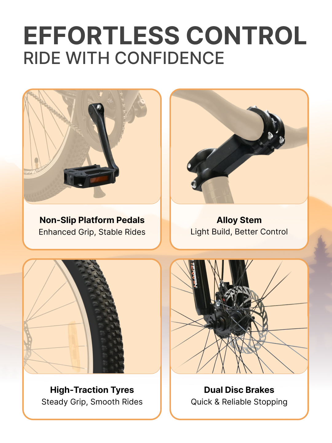 UT5001S29ACC Mountain Cycle Steel Single Speed 29 inch with Dual Disc Brakes, Front Suspension, Double Wall Alloy Rim, Bell & Lock, Black