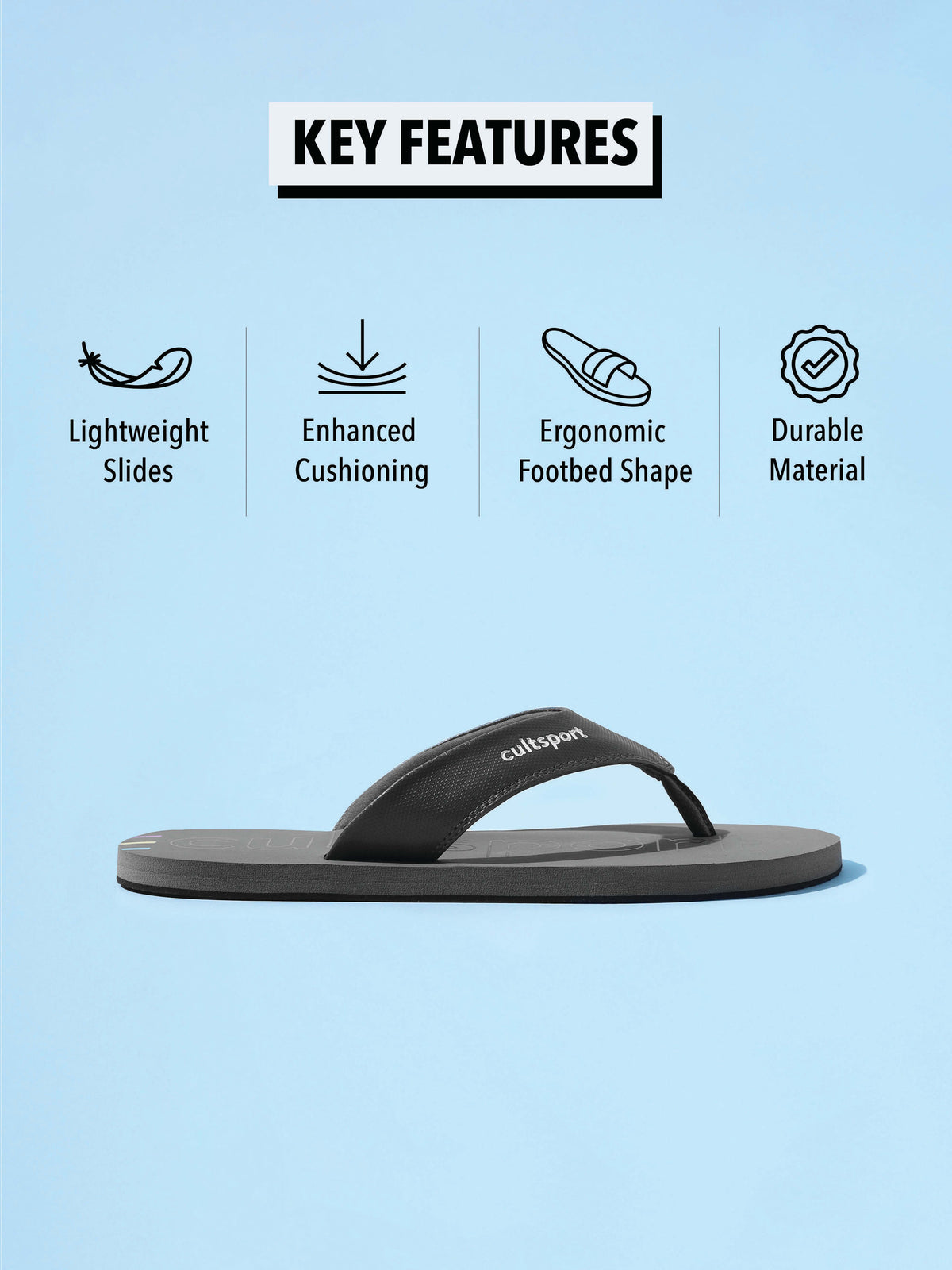 cult Glide Sweat Absorbing EVA Flip Flops - Dark Grey