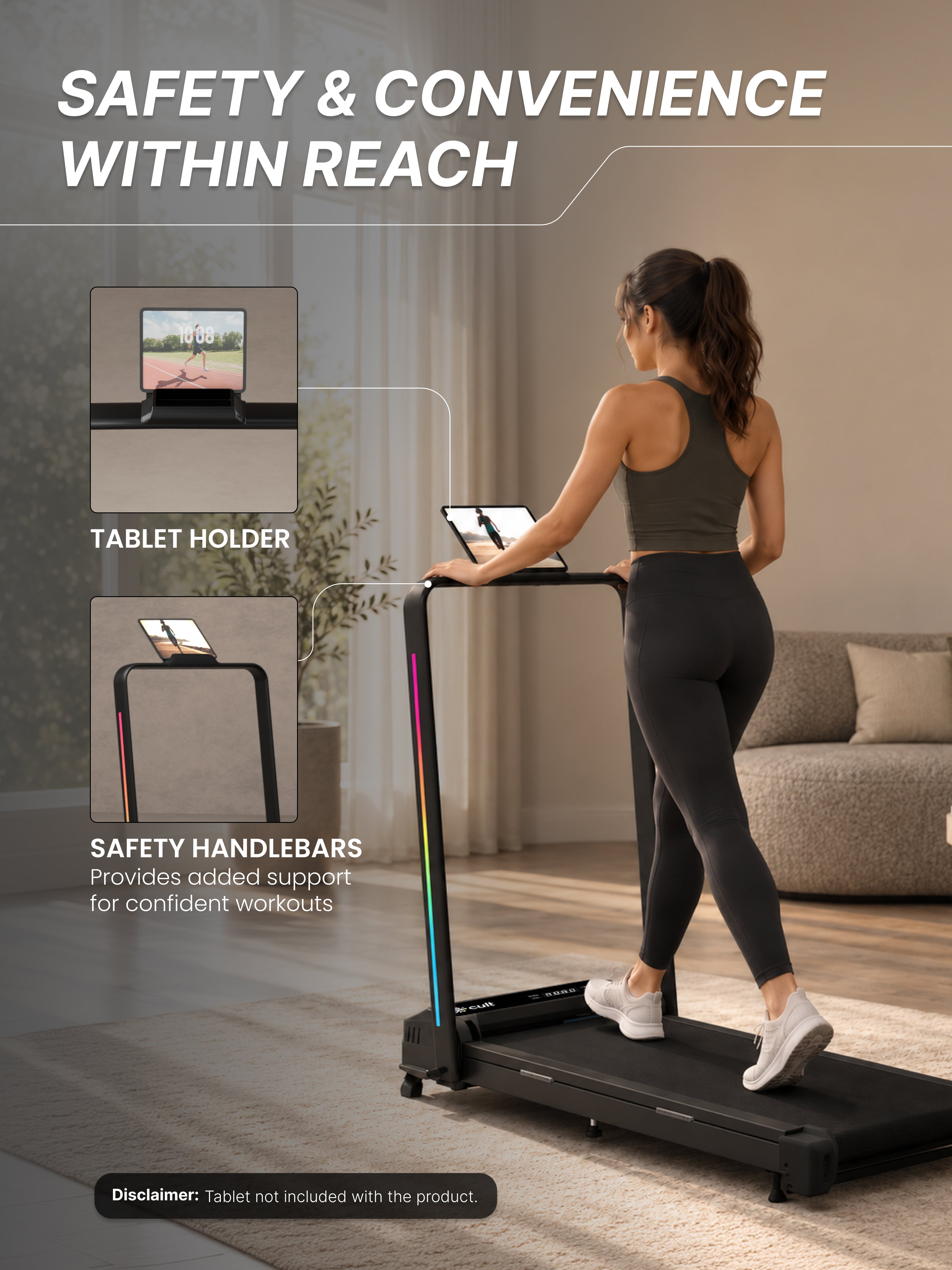 CultVibe 3-in-1 Walking Pad/Walk, Jog & Vibration | 4 HP BLDC Peak Motor | 150 Kg Max Load | 8 Vibration Modes | Remote Control & Tablet Holder | Treadmill for Home Use (with 6 months extended warranty)