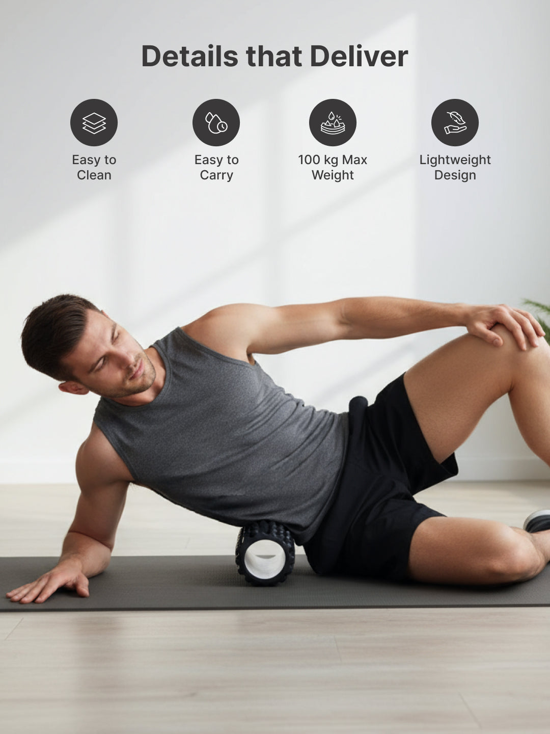cult Foam Roller Black - Muscle Recovery & Deep Tissue Massage