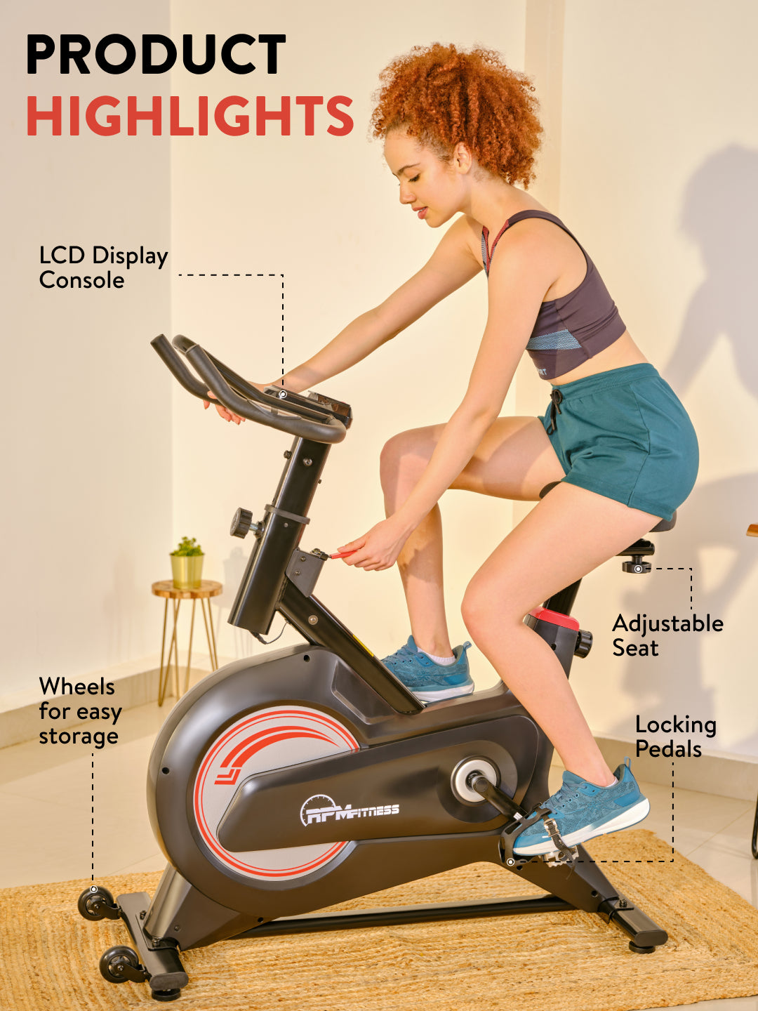 RPM600 NoiseFree Spinbike | 6kg Flywheel | Max Weight 110kg | 8 Level Magnetic Resistance | Black & White (with 6 months extended warranty)