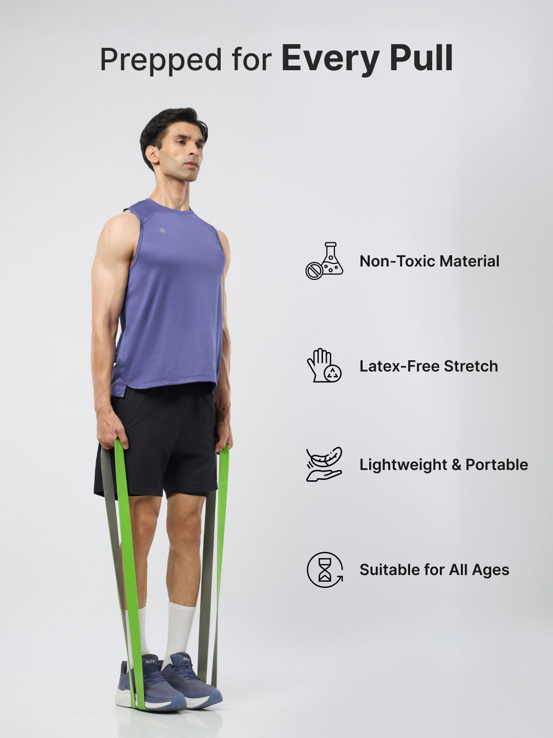 cult Resistance Band(20-55kgs Resistance) for Men & Women Green Grey