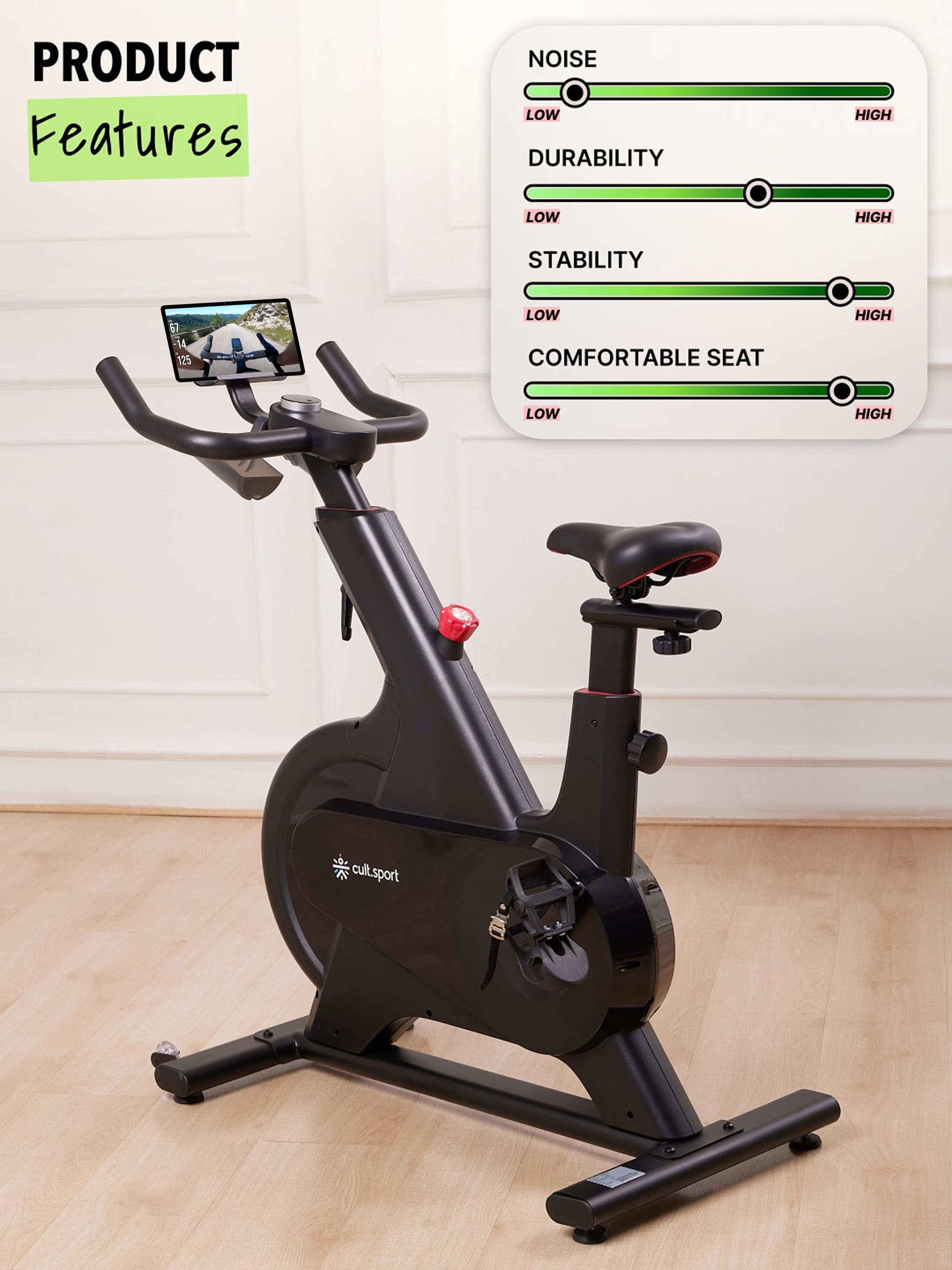 Smartbike Danville | 6.5kg Flywheel | Max Weight-130kg | 100 Level Magnetic Resistance (with 6 months extended warranty)