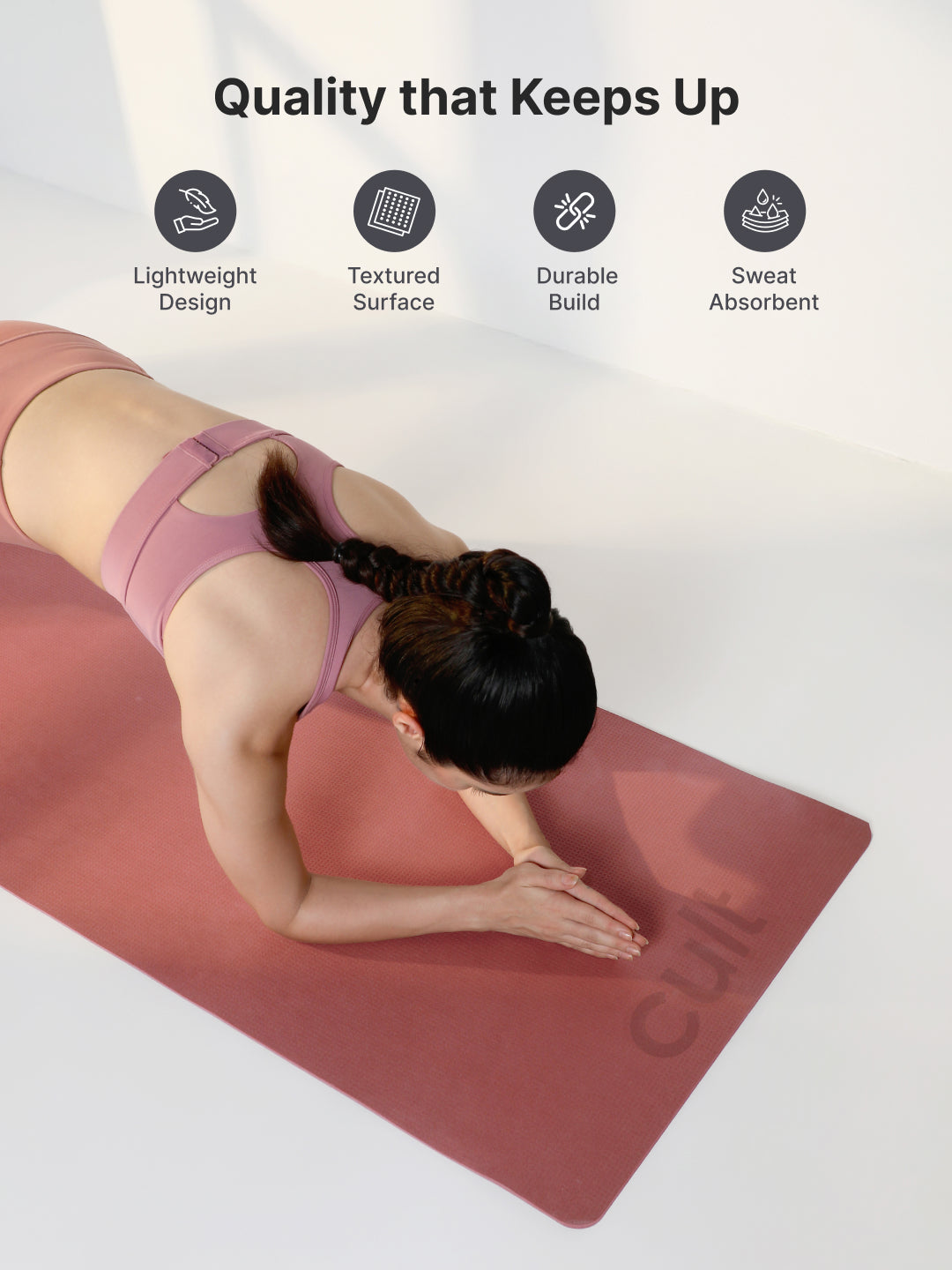 Cult Yoga Mat EVA 5mm with Carry Strap   Non-Slip, Cushioned, Sweat-Resistant, Eco-Friendly Workout Mat for Home Gym & Fitness   Brick