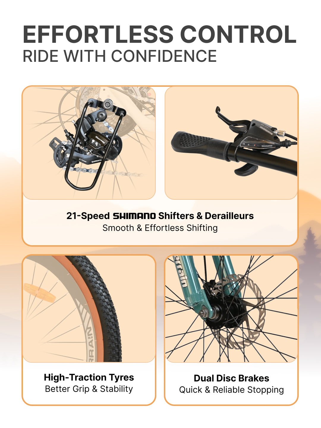 Aeroblast Mountain Bike Alloy Frame 21 Speed Cycle 27.5 inch With Front Suspension, Triple Wall Rim and Dual Disc Brakes, Ideal For 5.2 ft to 6 ft, 15+ Years, Unisex (WhiteBlue)