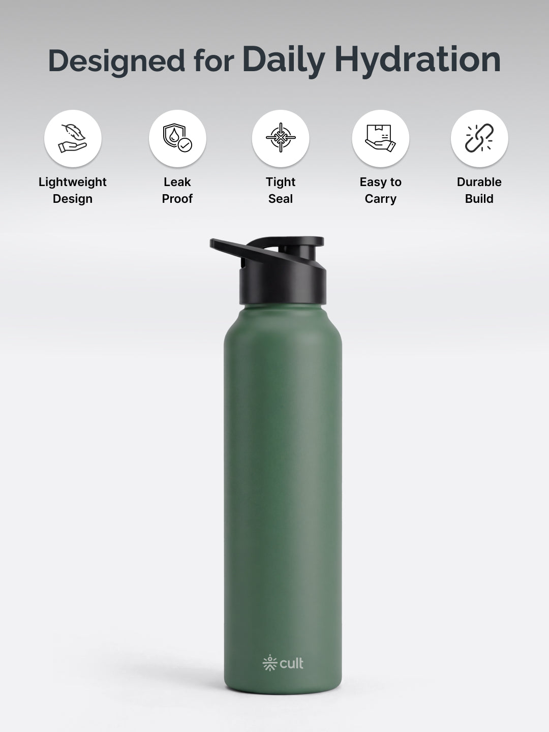 cult Steel Bottle 1Ltr With Sports Cap Green