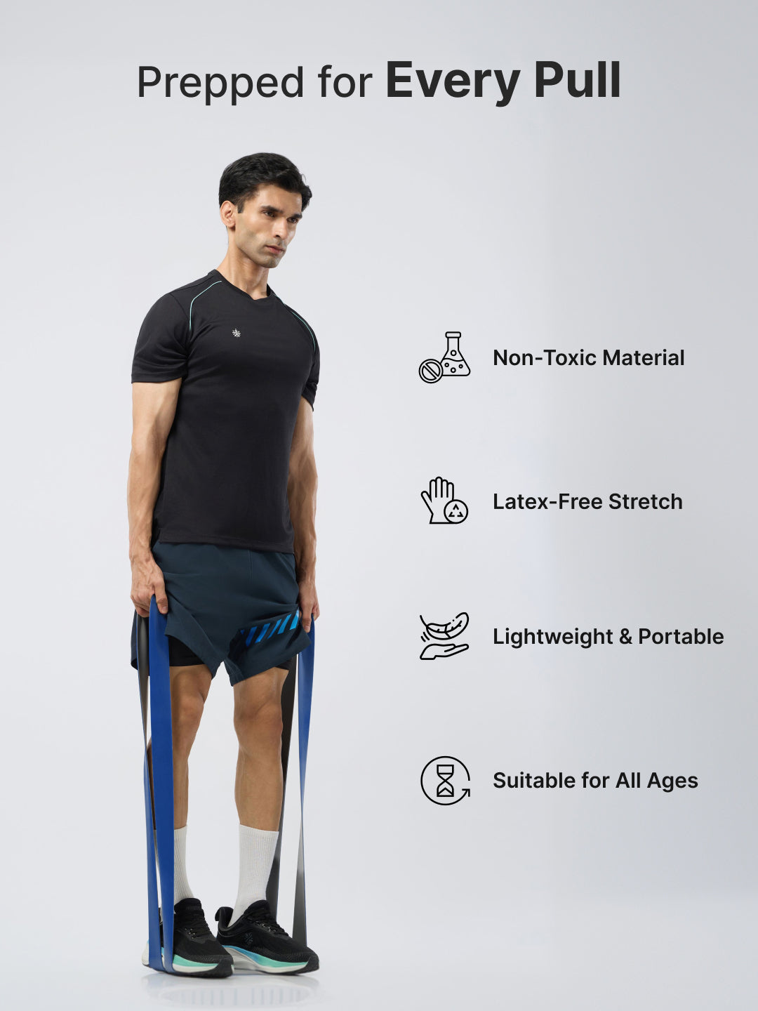 cult Resistance Band(30-80kgs Resistance) for Men & Women Blue Grey
