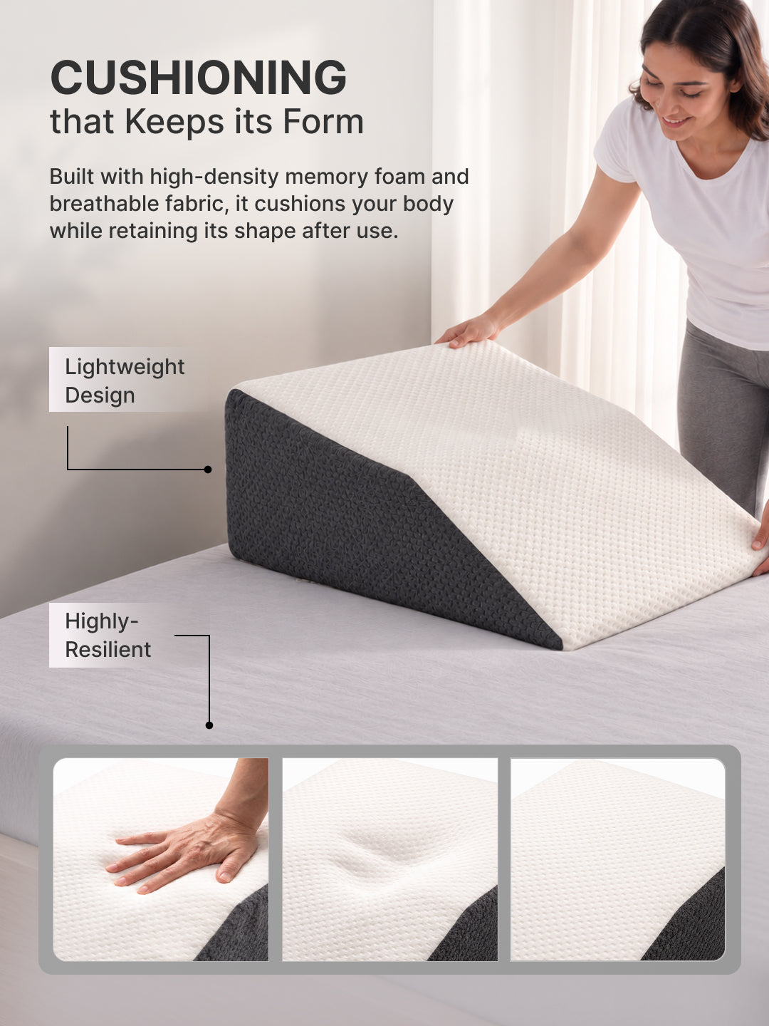 CULT Leg Elevation Pillow for Knee and Leg Support Elevation Cushion for Sleeping Resting and Recovery Off White