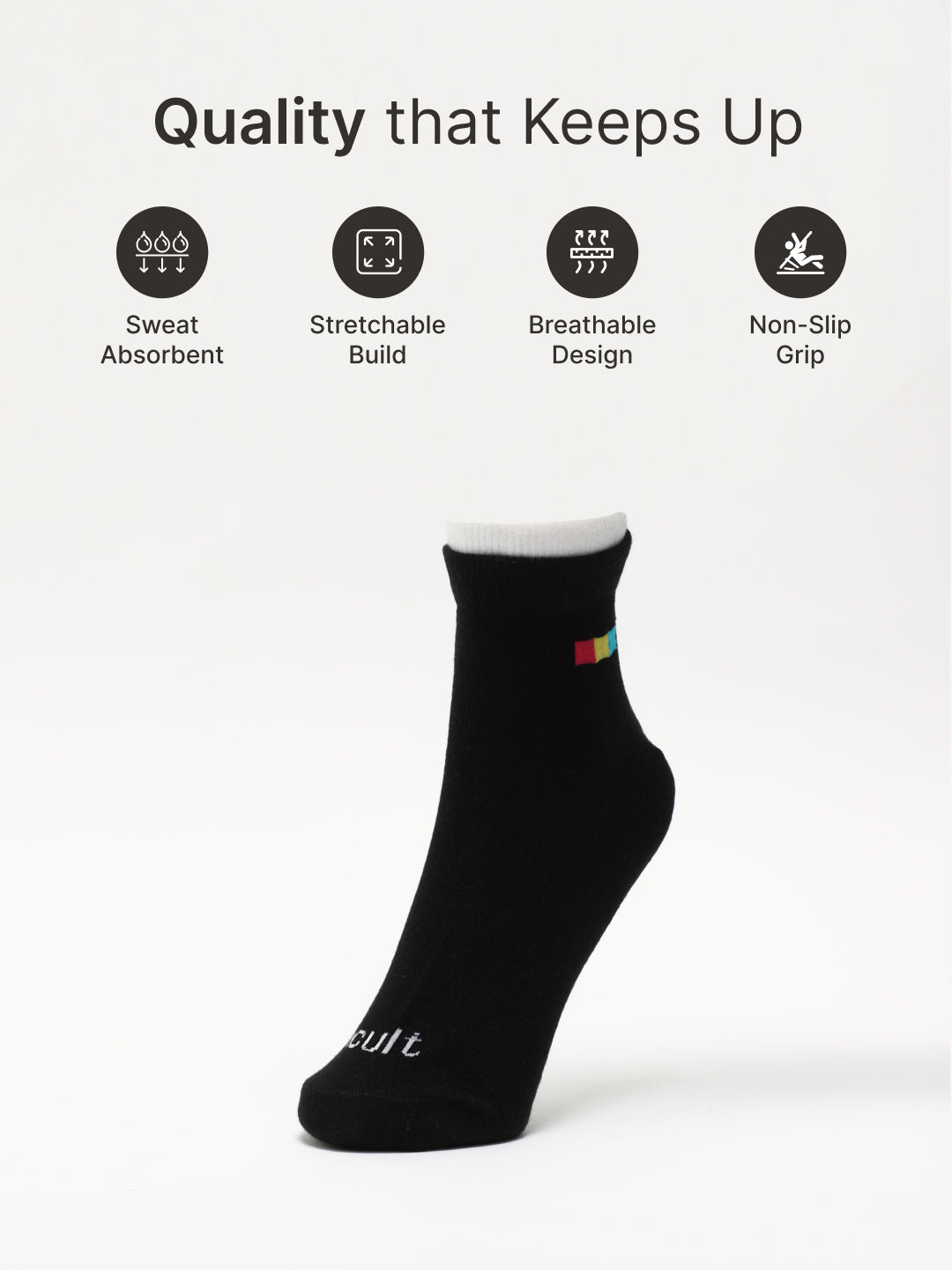 Ankle Length Sports Pack of 3 Multicolour Cotton Blend Men Socks Breathable, Sweat-Absorbent & Comfortable