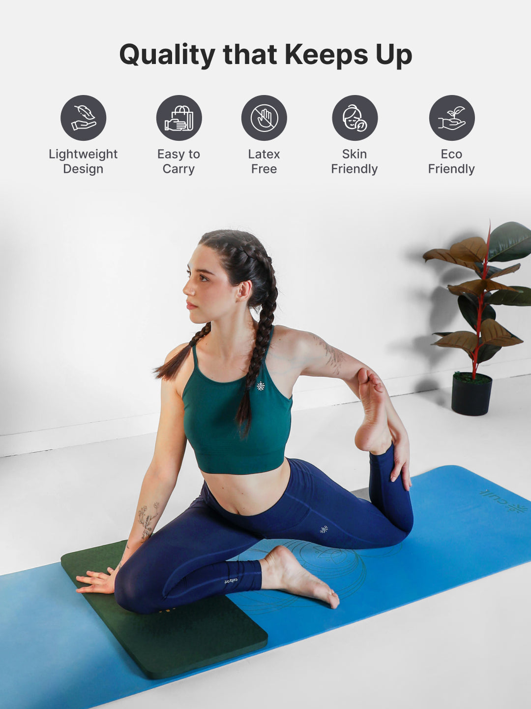 Pack of 2 EVA Yoga Knee Pads 20mm Green Non-Toxic, Anti-Skid & Durable
