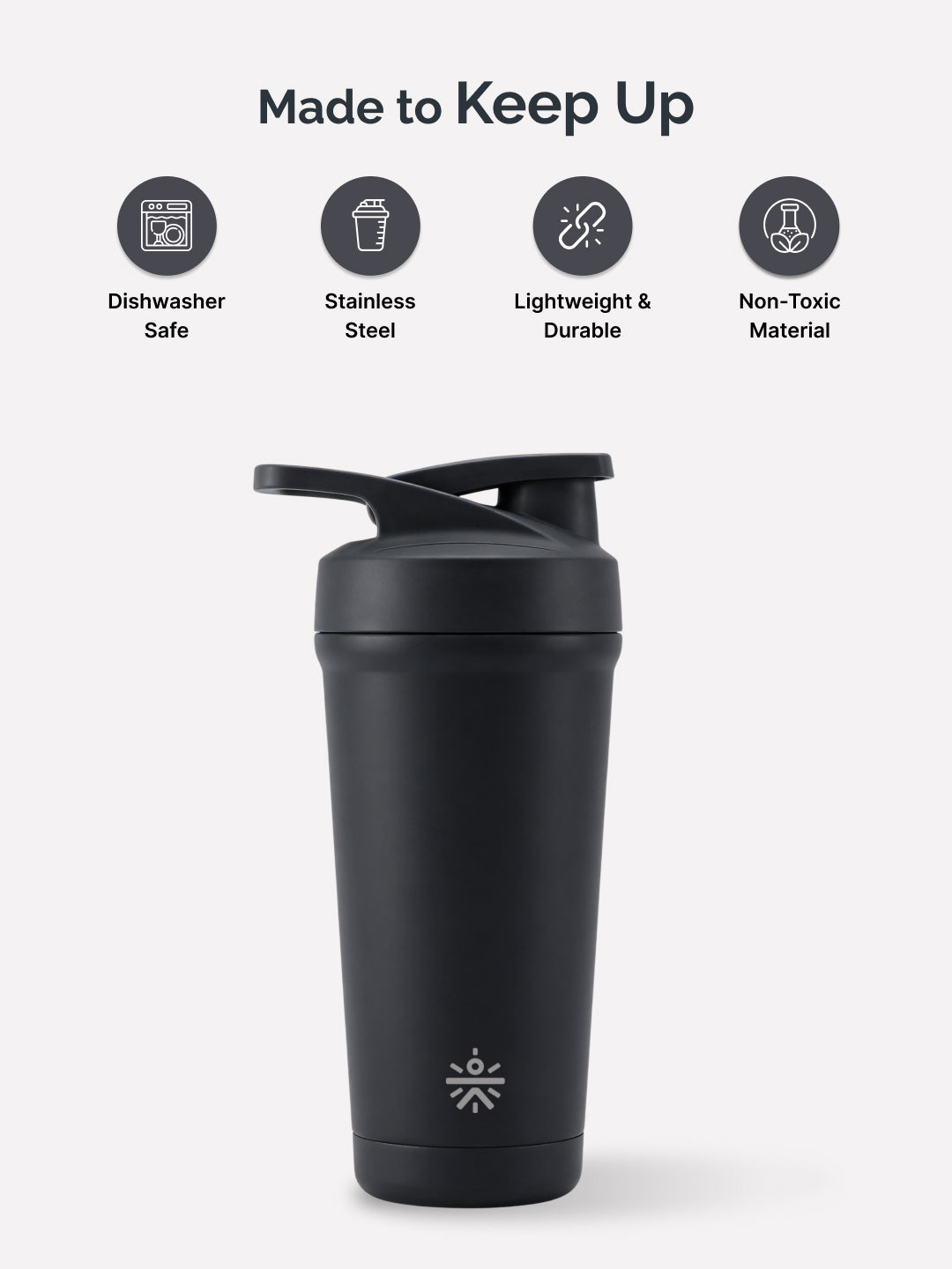 Cult Black Steel Shaker Bottle 700 ml with Bottom Opener – Leakproof & Built for Performance