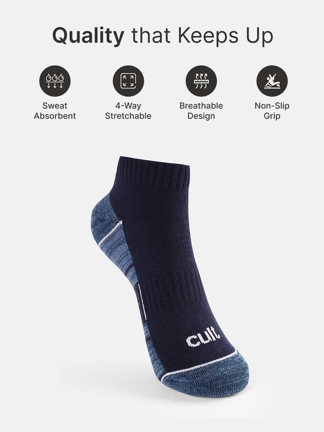Sports Ankle Length Pack of 3 Rust,Coral & Navy Patterned Women's Socks