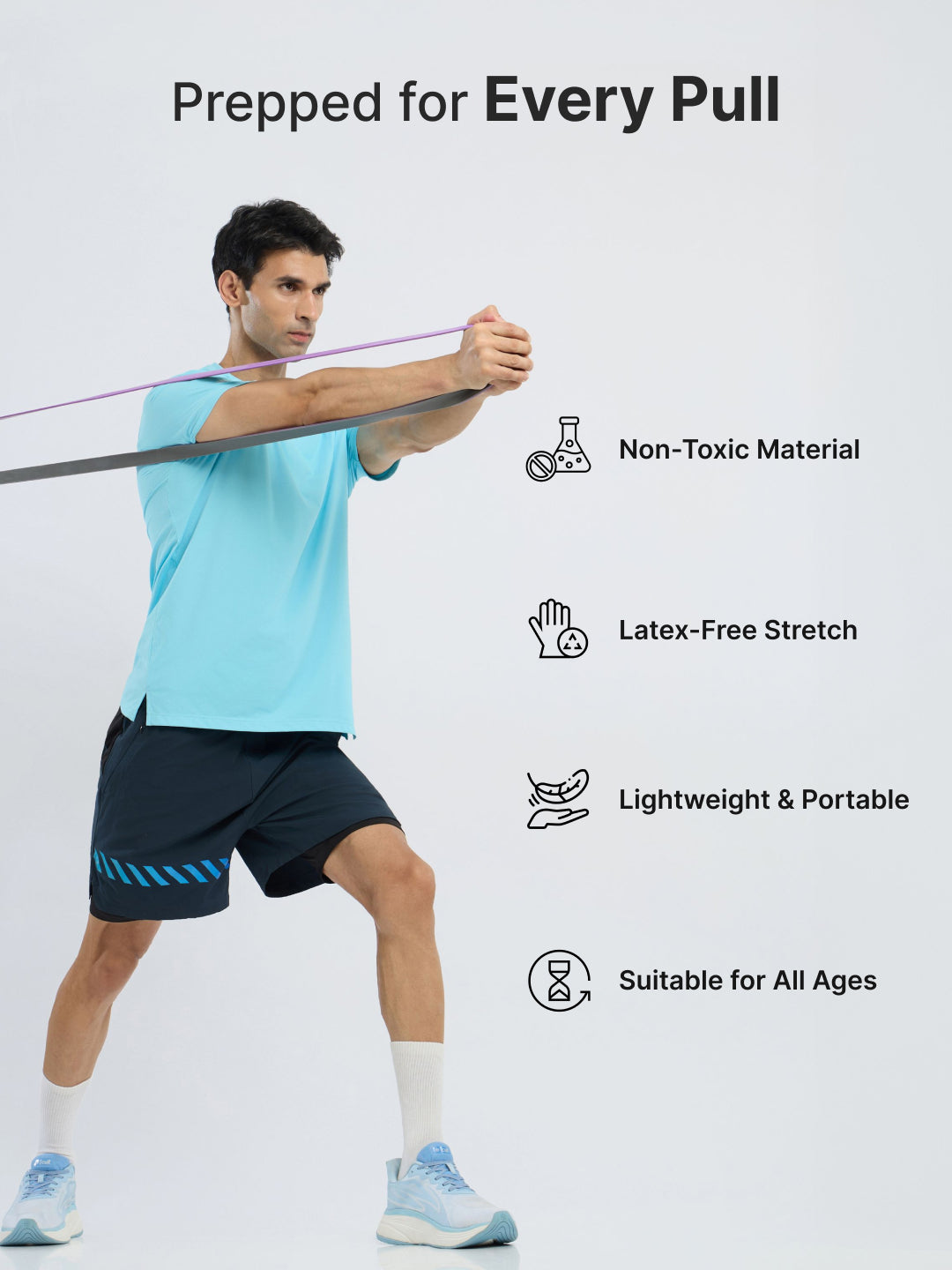 cult Resistance Band(20-45kgs Resistance)  for Men & Women Purple Grey