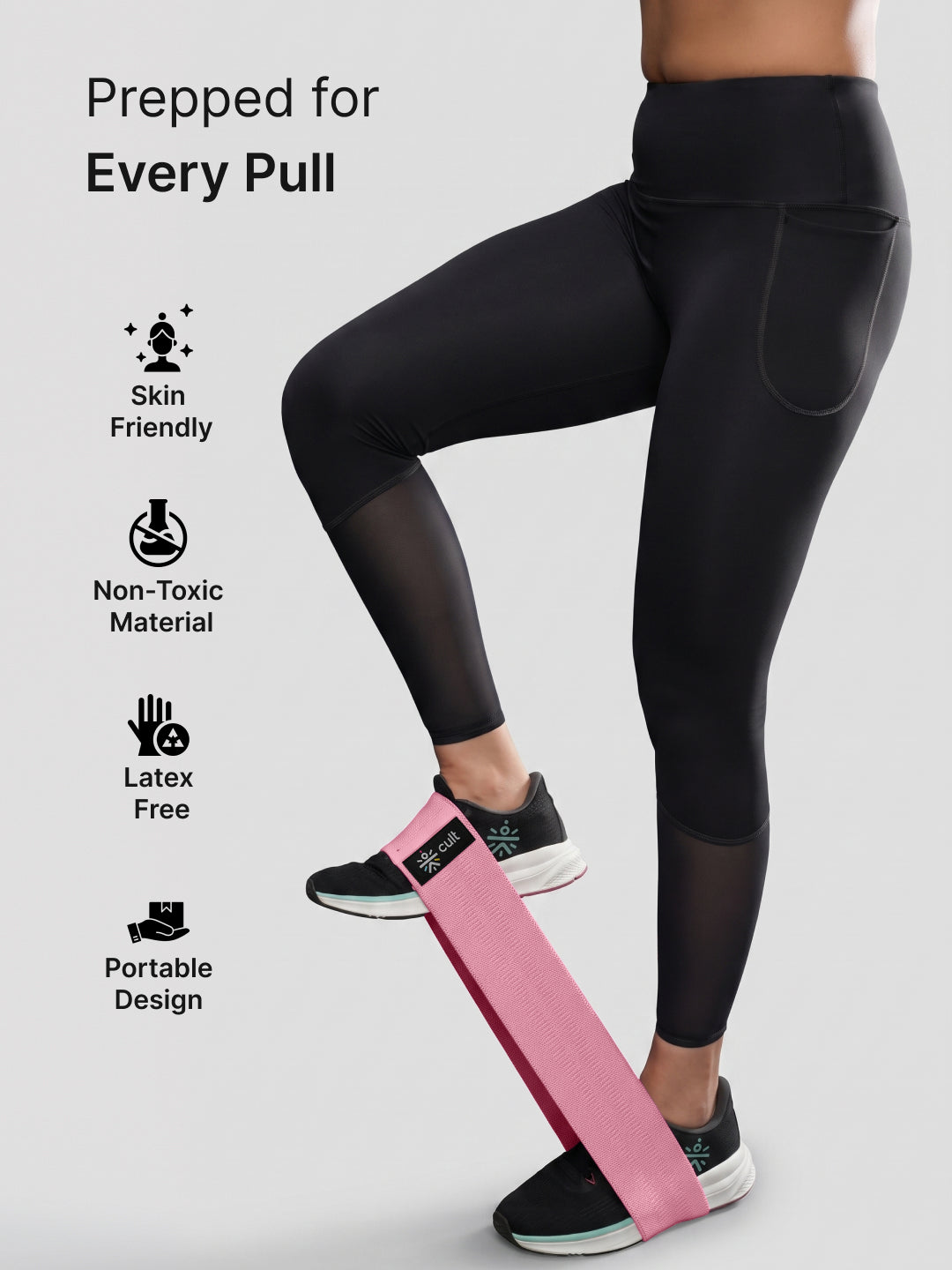 Cult Hip Band Pack of 1 - Workout Band | Light Resistance (14–25 kg) Pink