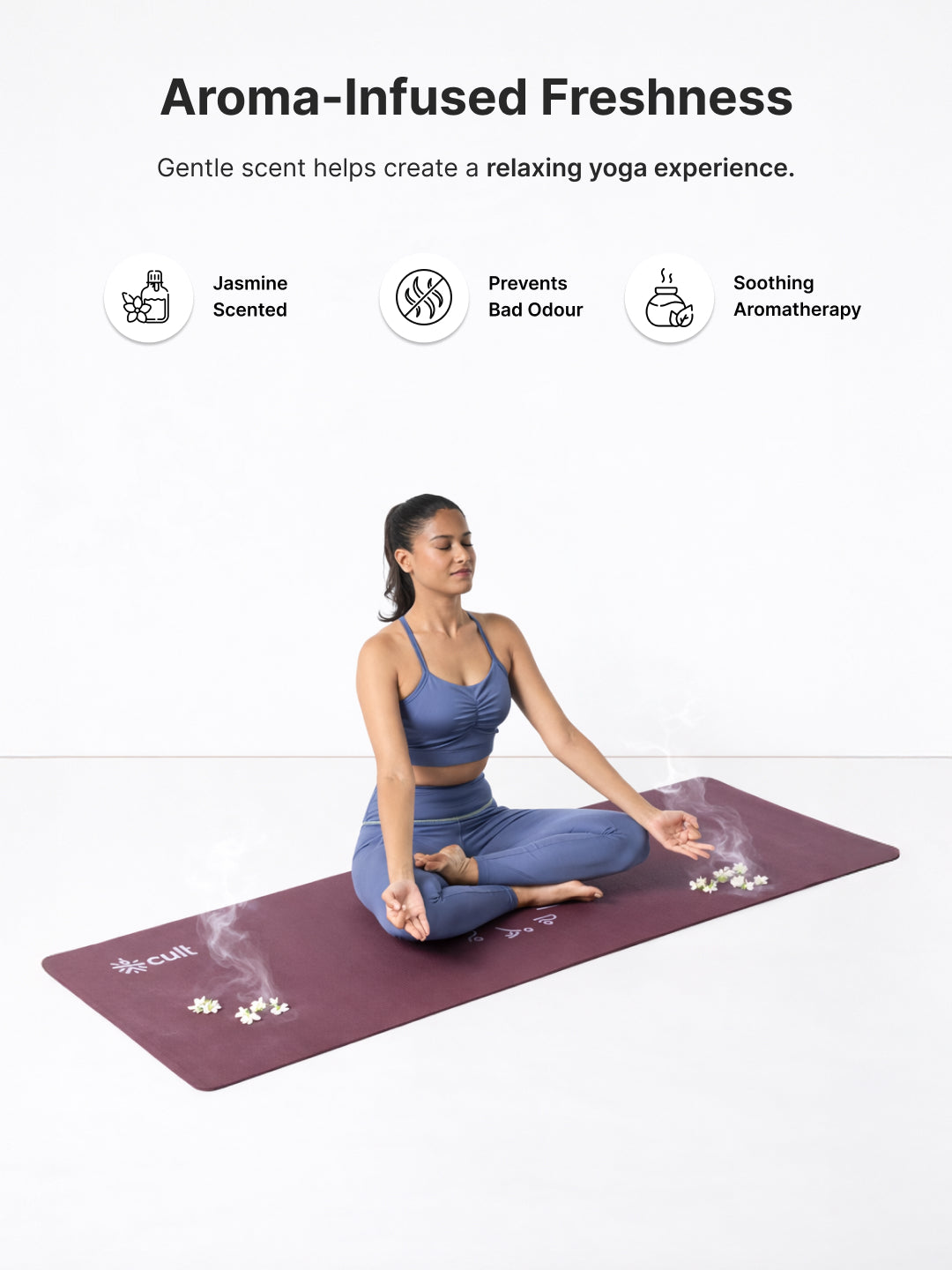 cult Aroma Infused TPE Yoga Mat 6 mm Anti Skid Non Slip Exercise Mat with Carry Bag for Yoga Workout Gym Wine