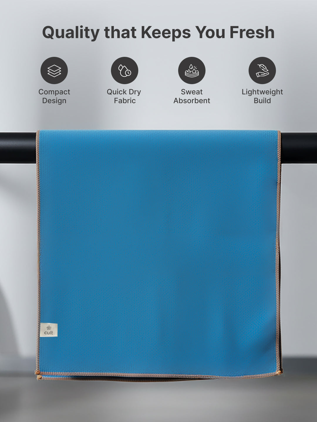 cult Microfiber Gym Towel for Men & Women with Elastic Loop - Medium