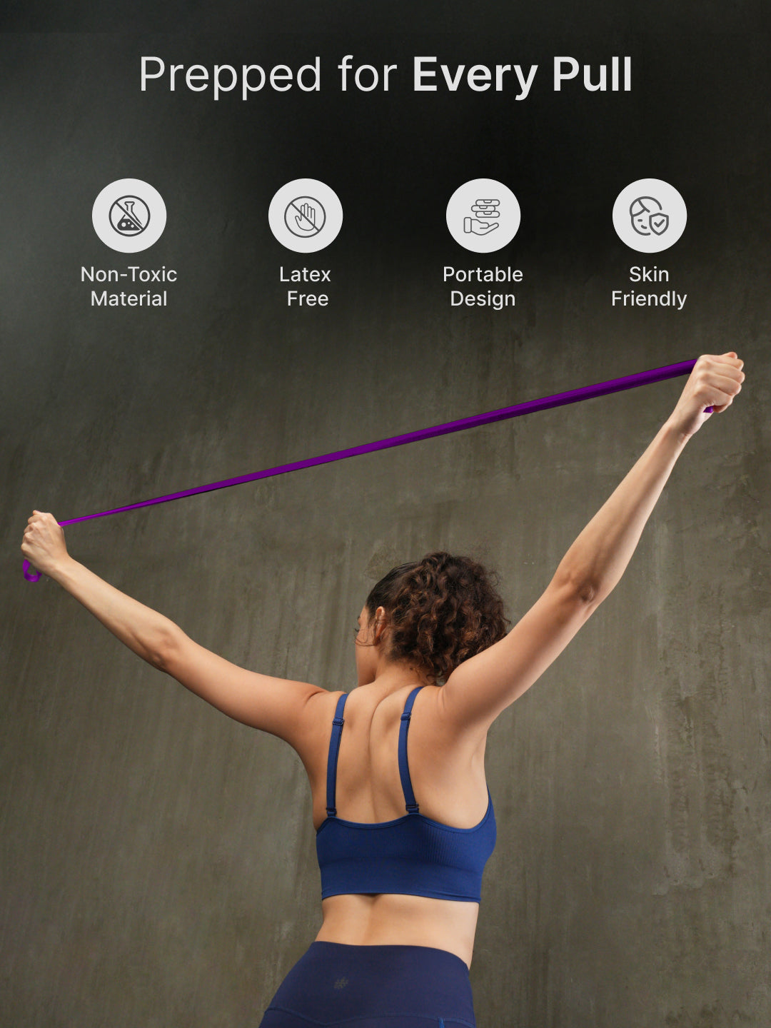 cult Resistance Band for Stretching, Pull Ups, Home Exercise and Gym Workout Stretch for Men & Women Purple(30-79 kgs Resistance)