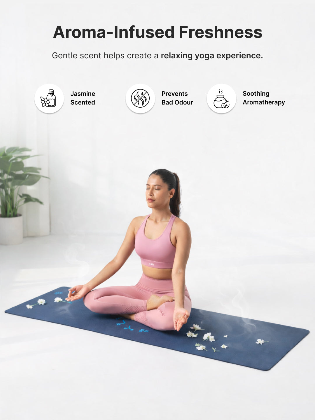 cult Aroma Infused TPE Yoga Mat 6 mm Anti Skid Non Slip Exercise Mat with Carry Bag for Yoga Workout Gym Blue