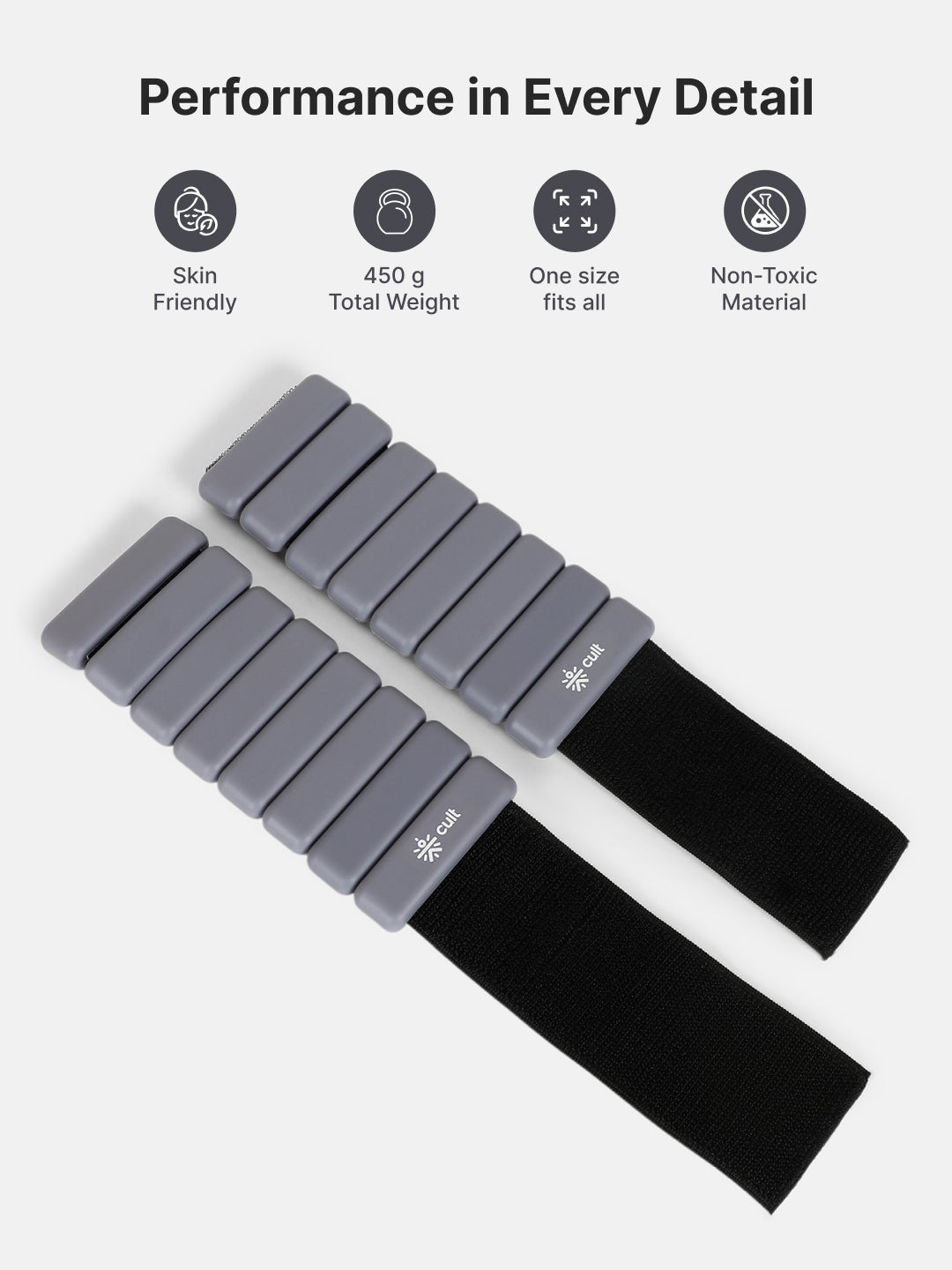 Adjustable Ankle and Wrist Weights (225 g x 2) pair with Removable 20 g Slots Grey  Lightweight Fitness Weights for Walking, Yoga & Pilates