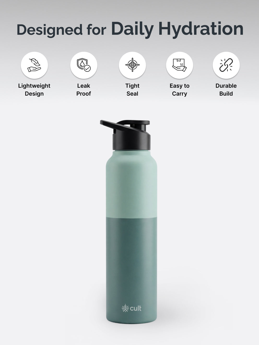cult Steel Bottle 1Ltr With Sports Cap Dual Green