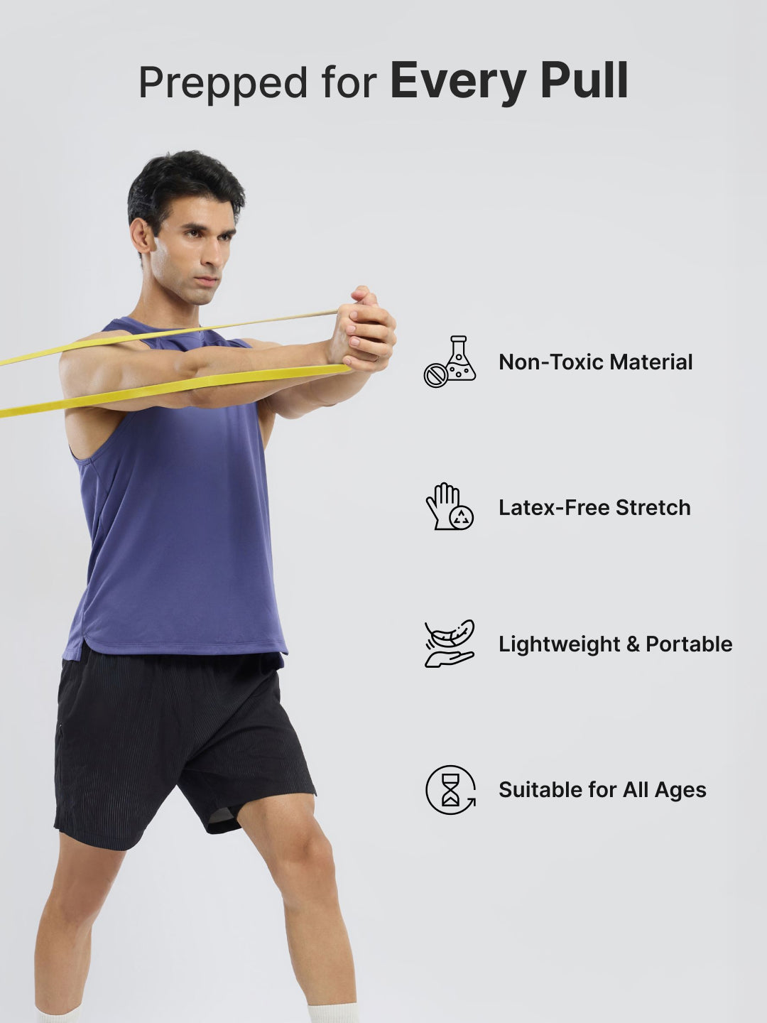 cult Resistance Band(15-30kgs Resistance)for Men & Women Yellow Grey (15 - 30kgs Resistance)