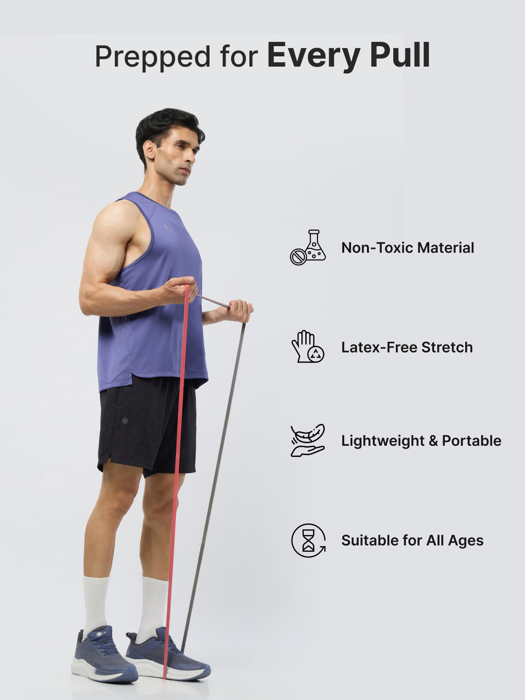 cult Resistance Band(7-15kgs Resistance) for Men & Women Red Grey