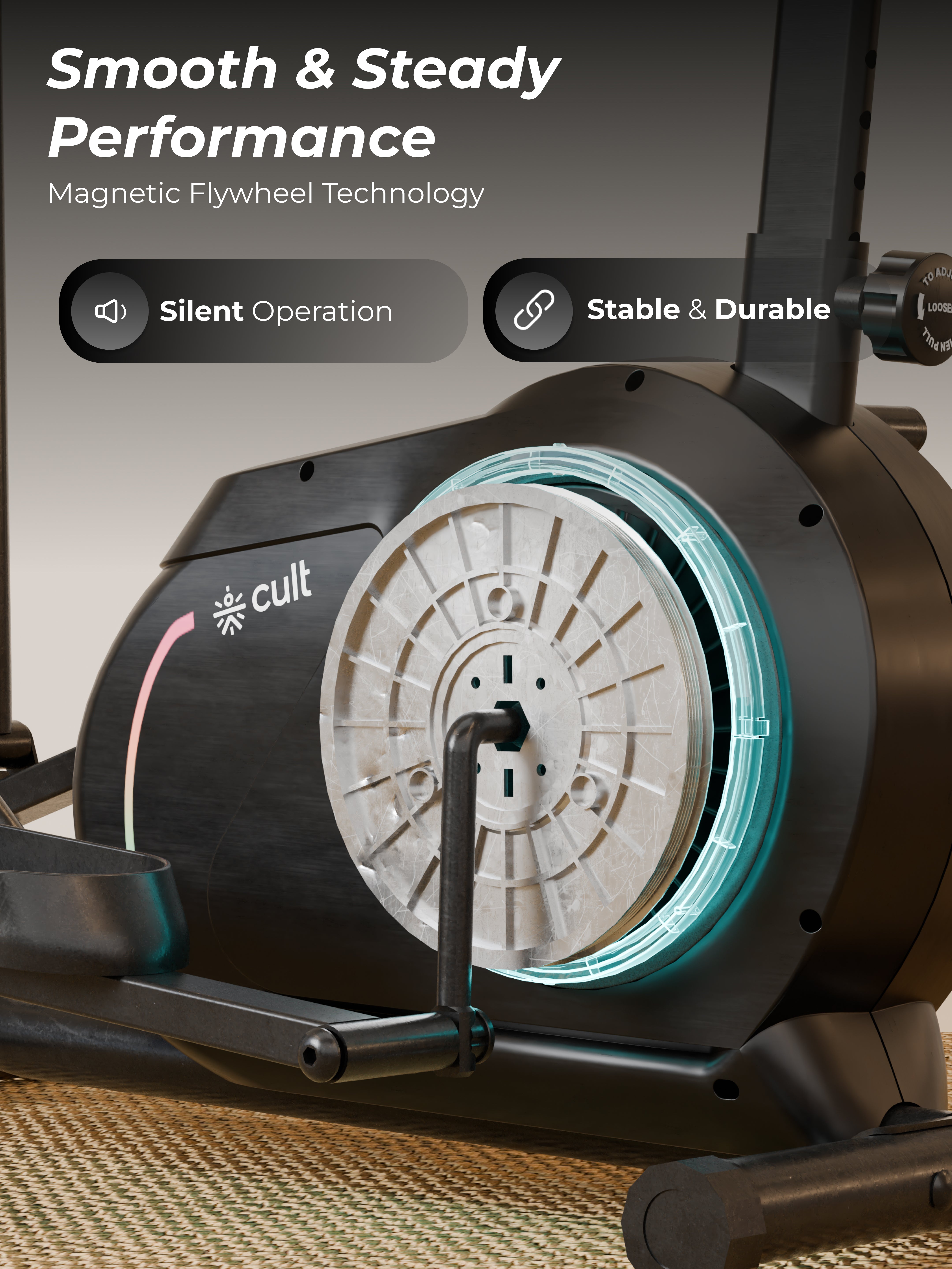Cult SmartCrossNeo Magnetic Elliptical Trainer | 4Kg Flywheel | Max Weight: 130Kg | Home Use Cross Trainer - Black (with 6 Months Extended Warranty)