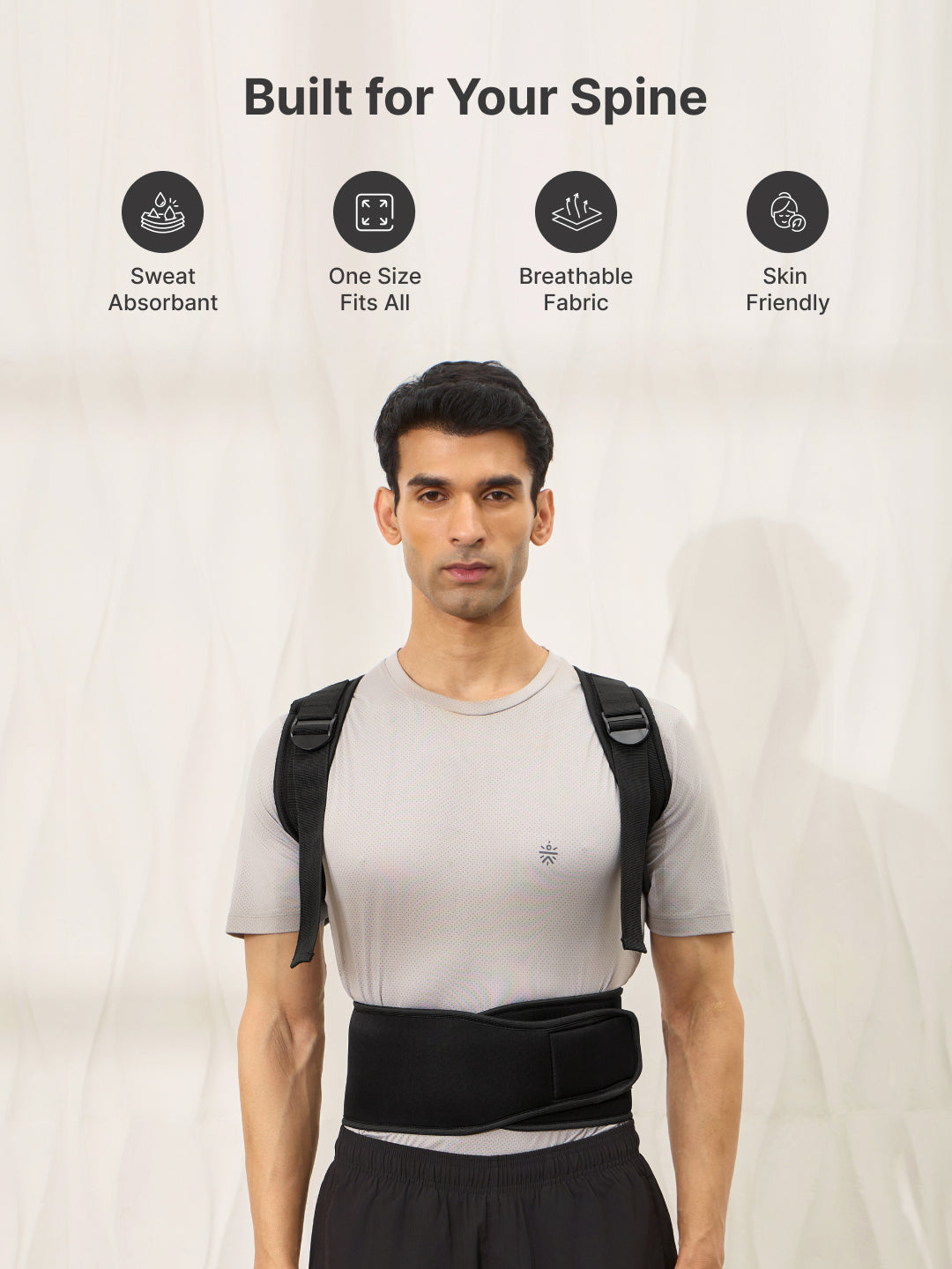 CULT Align Flex Posture Corrector Black Neoprene Back Support Belt for Men & Women Adjustable Spine & Shoulder Brace Breathable, All-Day Comfort Upper Back, Neck & Shoulder Alignment Support