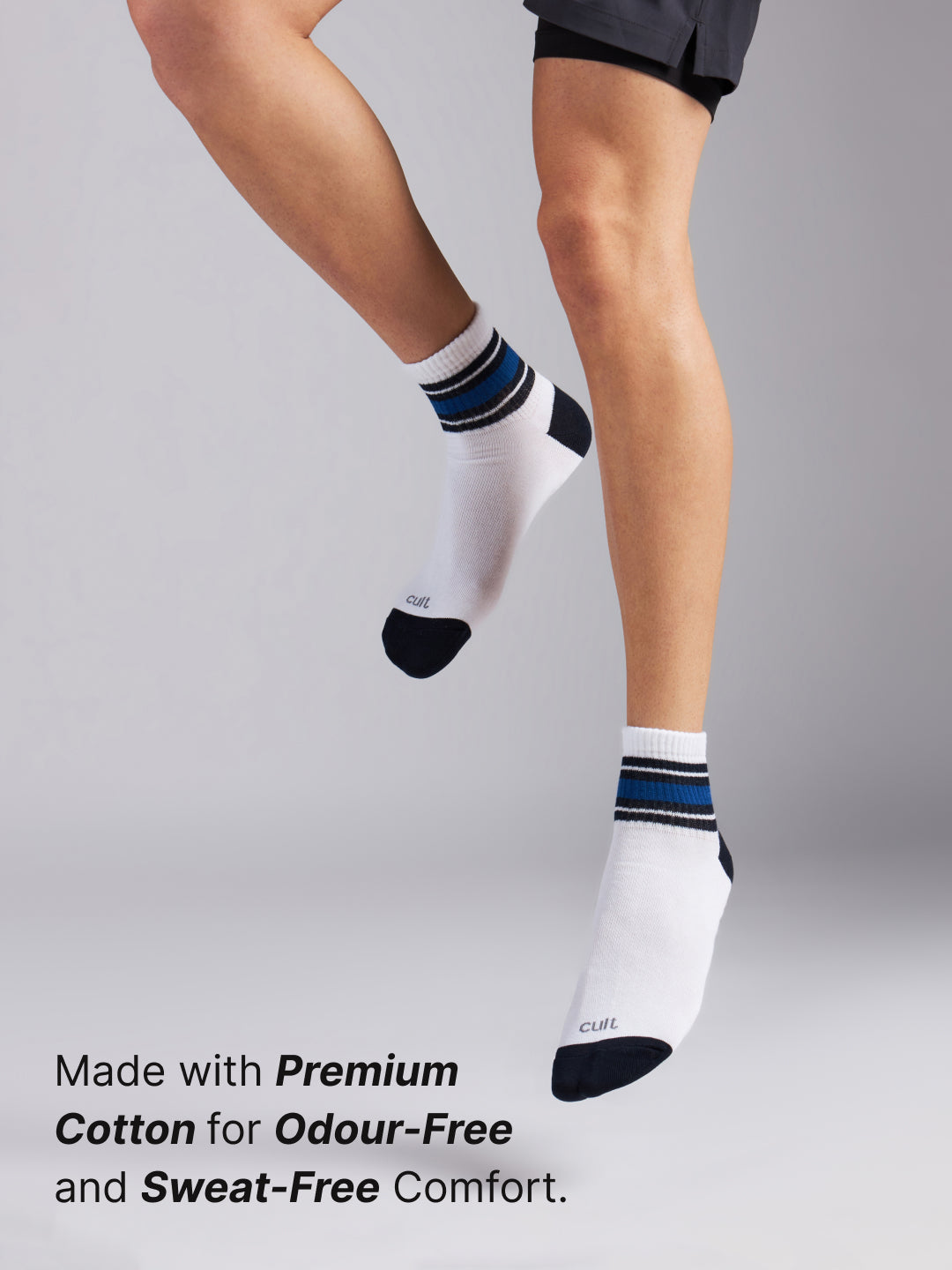 Sports Ankle Length Pack of 3 Grey Patterned Men's Cotton Socks