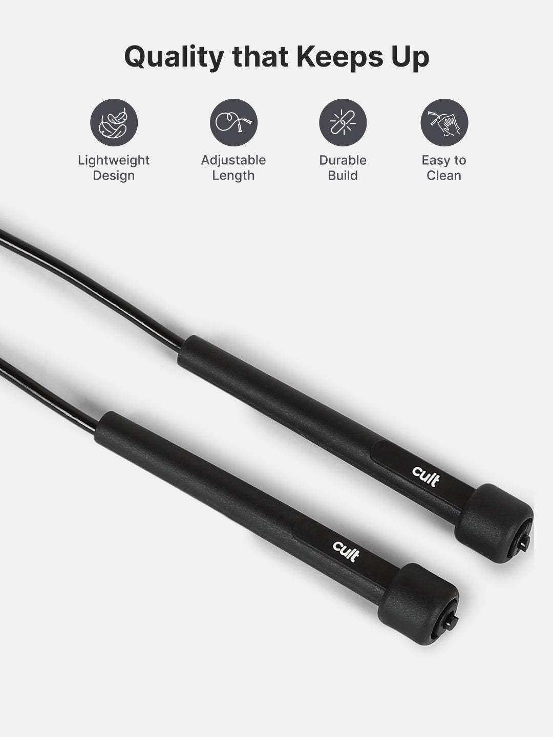 Pencil Skipping Rope for Fitness & Cardio  Adjustable, Lightweight -Black
