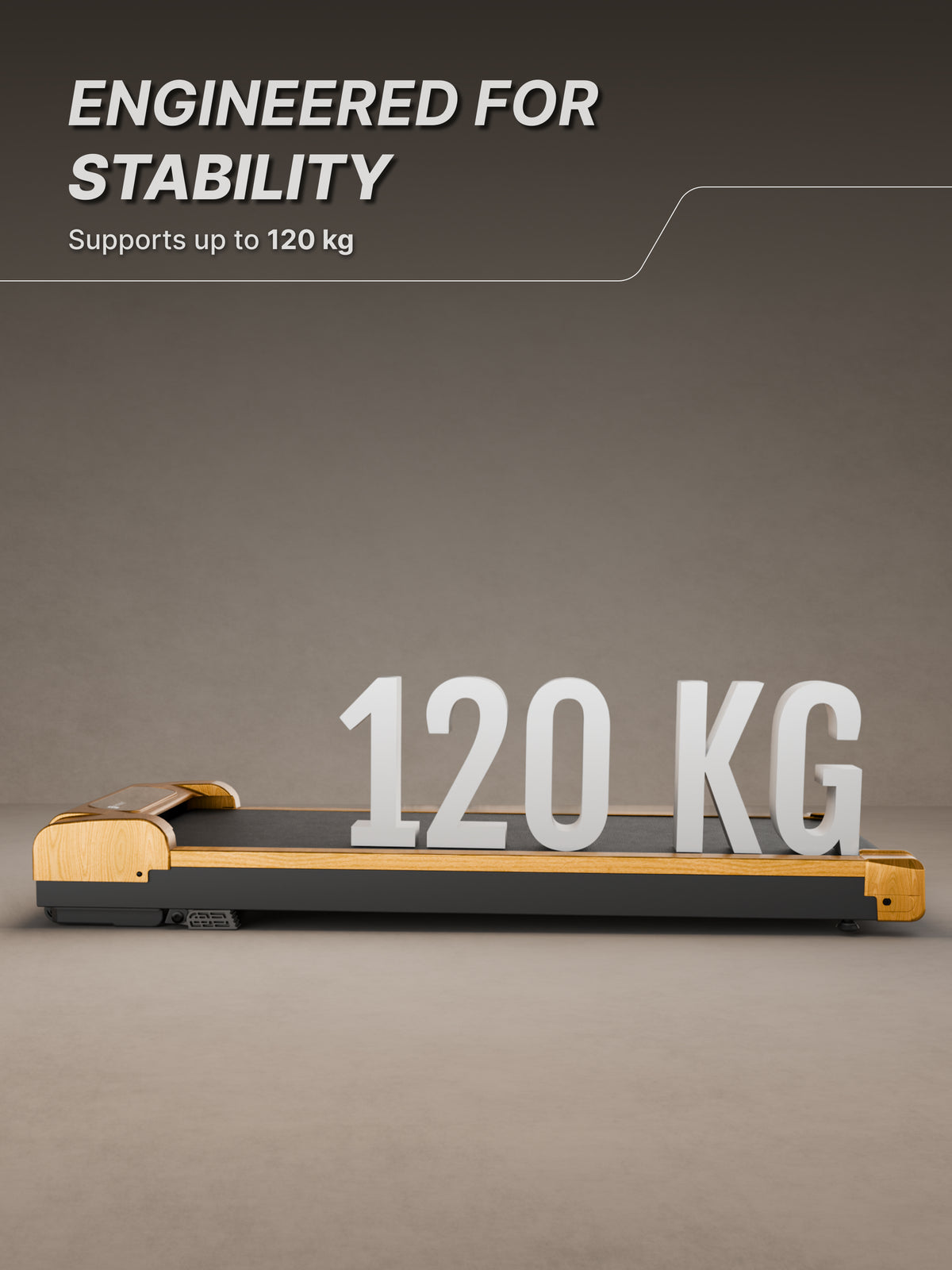 Fitkit by Cult Walking Pad Neo Gold Oak (BLDC 3.5HP Peak Power) Compact & Under Desk DC Motor Treadmill | Max Weight: 120kg | Home use with Remote Control (with 6 Months Extended Warranty)