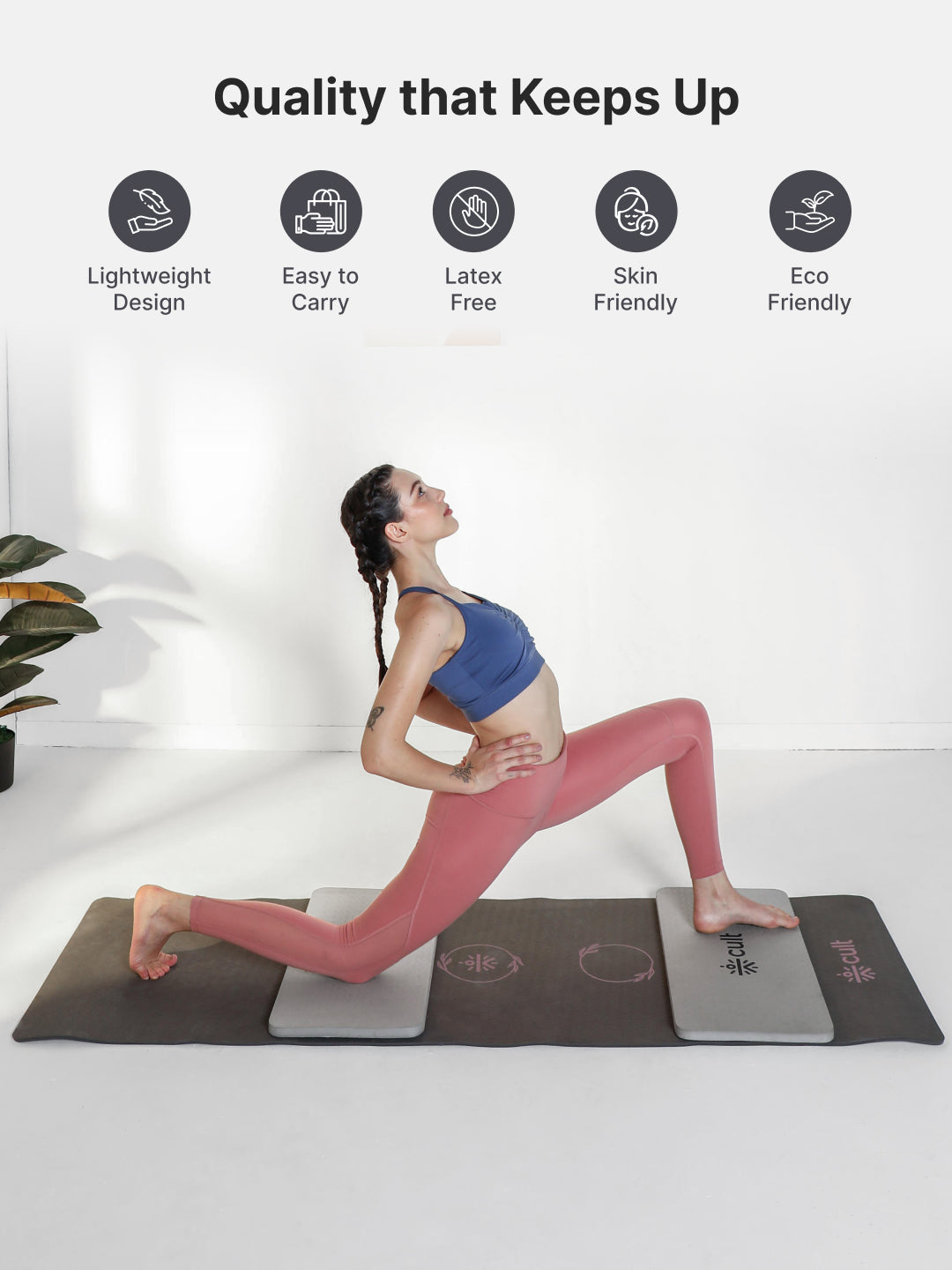 Pack of 2 EVA Yoga Knee Pads 20mm Grey  Non-Toxic, Anti-Skid & Durable