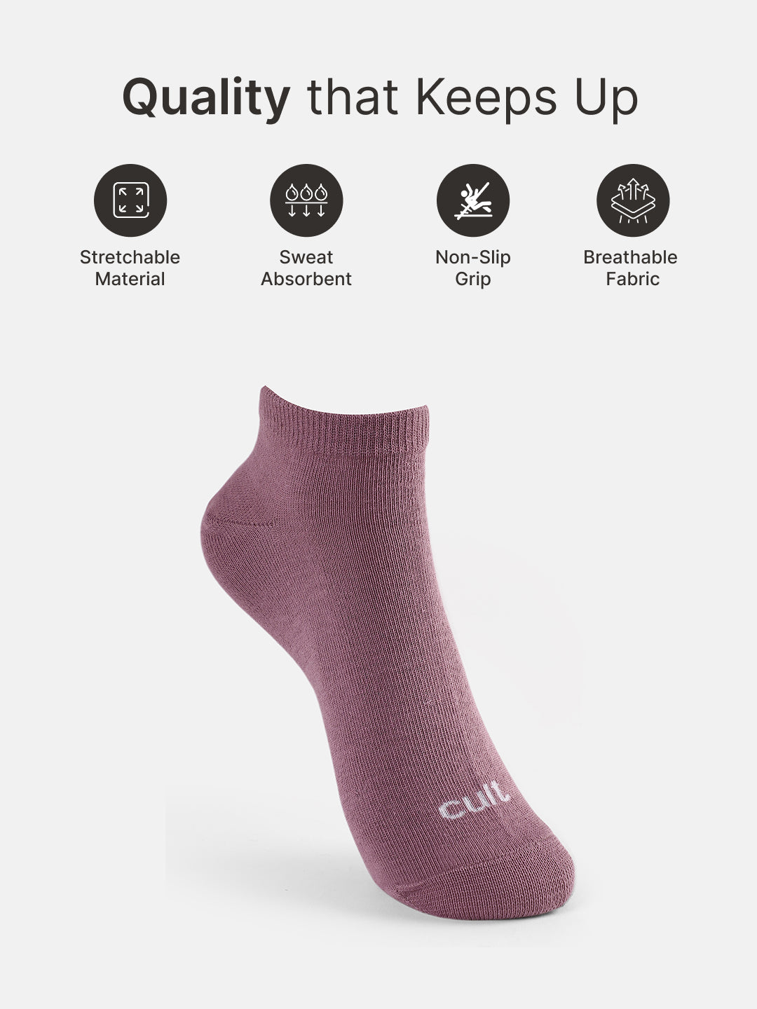 Casual Ankle Length Pack of 5 Powder Blue,Berry Red,Rusty,Grey & Black Solid Women's Socks