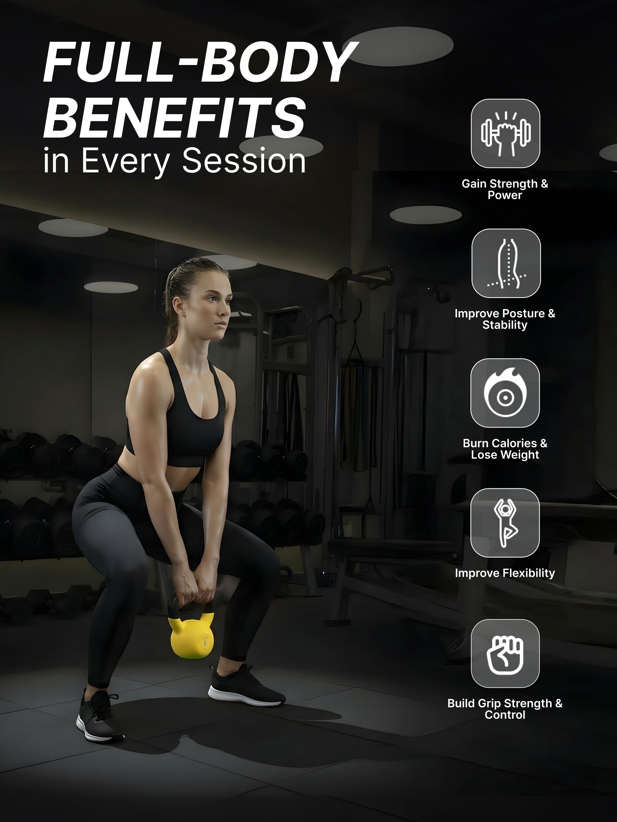 Cult 6kg Neoprene Anti-Slip Grip Colored Kettlebell for Home Workout - Yellow (with 6 Months Extended Warranty)