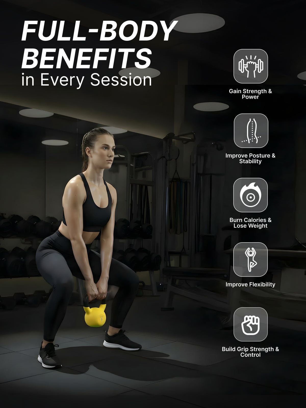Cult 6kg Neoprene Anti-Slip Grip Colored Kettlebell for Home Workout - Yellow (with 6 Months Extended Warranty)