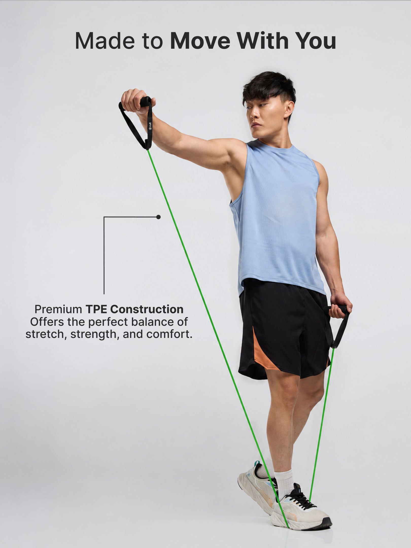 Cult Toning Tube for Exercise & Stretching with Foam Handles, Door Anchor | Resistance Band Suitable for Home & Gym Workout for Men & Women | Heavy Resistance 20-25 Kgs, Green