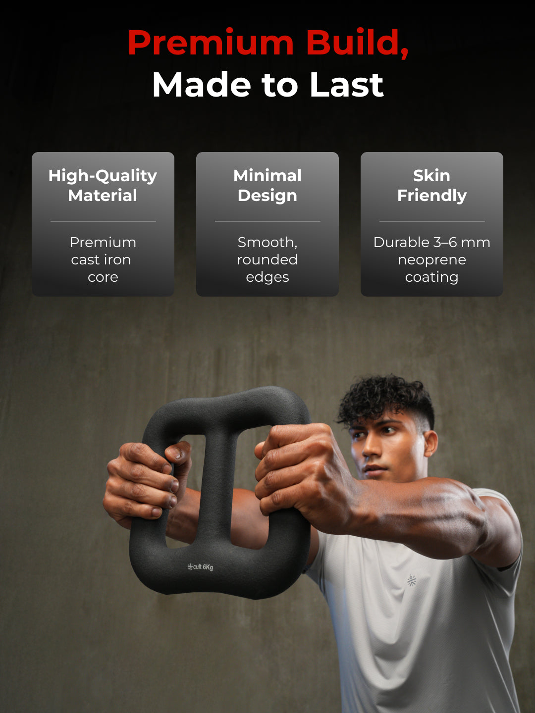 Cult MultiFlex 6KG 3-in-1 Neoprene Coated Weight | Use as Kettlebell, Dumbbell & Weight Plate | Ideal for Full Body Workouts